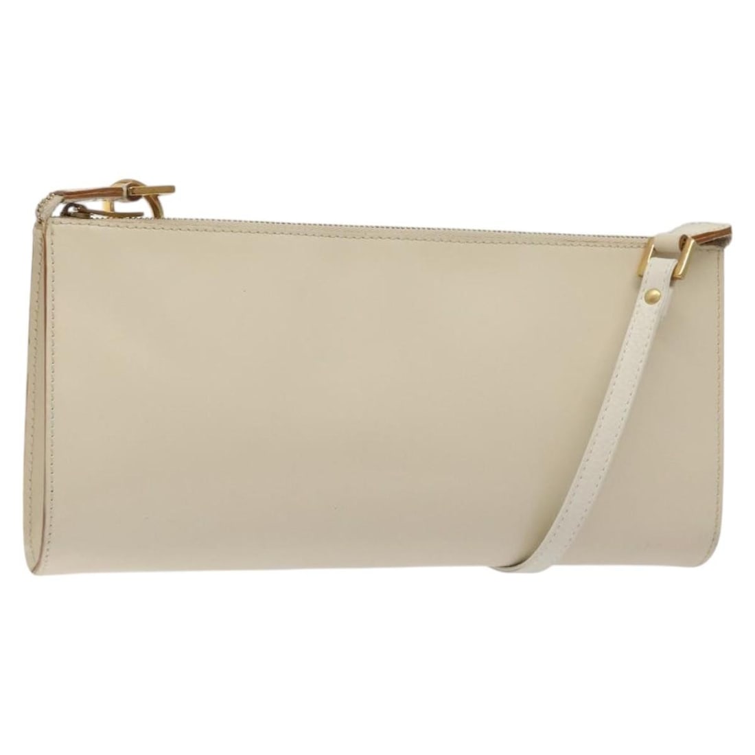 Beige Leather Gancini Shoulder Bag by Salvatore Ferragamo 25cm: Beige Leather Gancini Shoulder Bag by Salvatore Ferragamo 25cm This Salvatore Ferragamo Gancini shoulder bag for women features beige leather construction with a compact silhouette. The bag shows sign