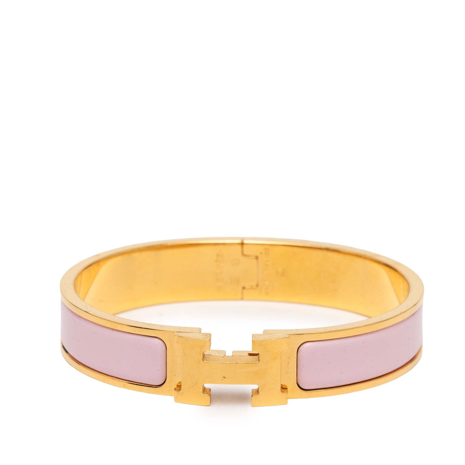 Hermes Clic H PM Purple Enamel and Gold Plated Narrow Bracelet (1 of 8)
