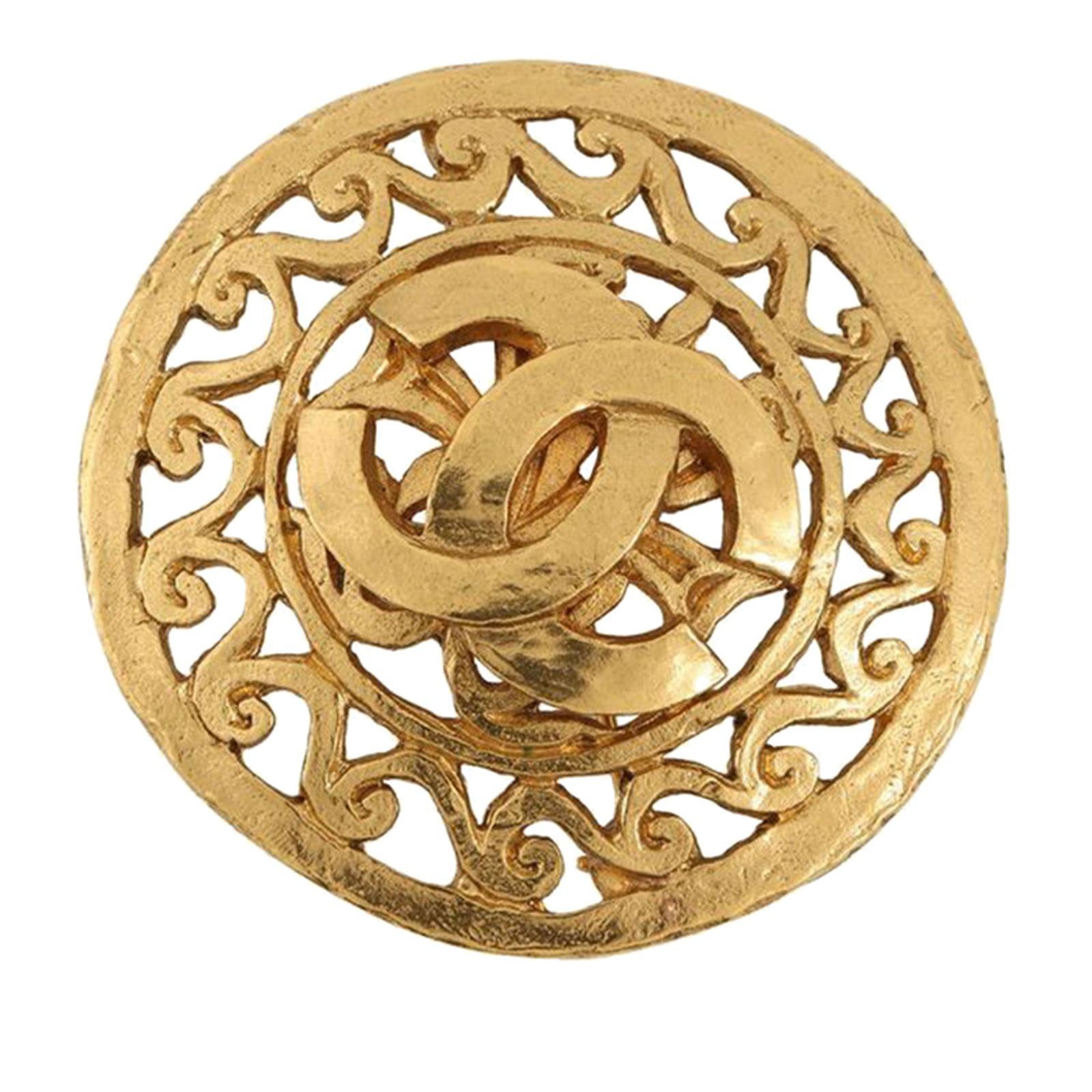 Chanel Medallion Brooch with Gold Plated CC Logo (1 of 10)