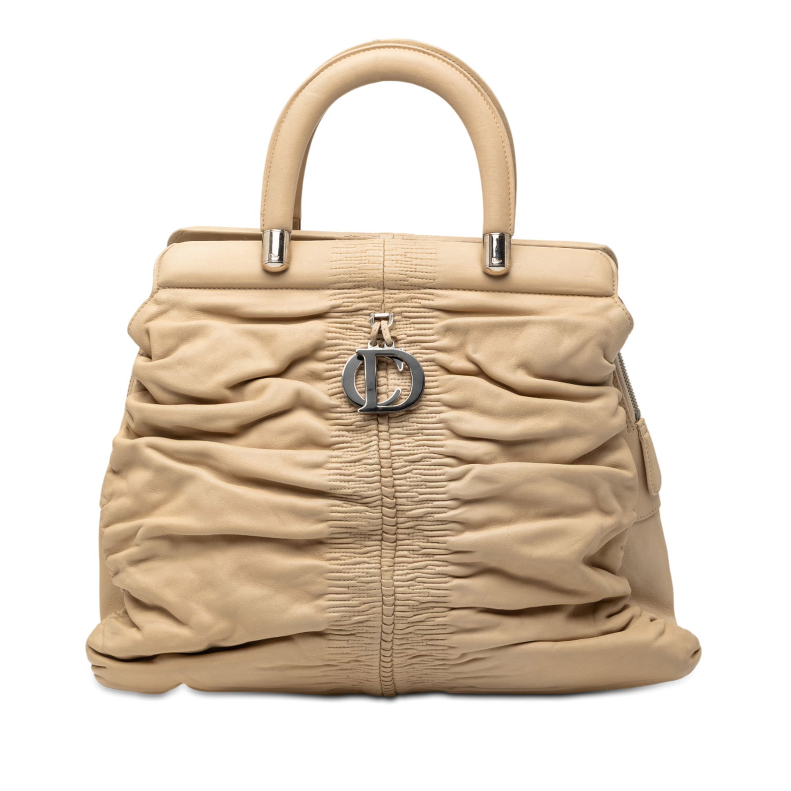 Dior Karenina Brown Leather Frame Handbag with Center Zip Compartment (1 of 8)