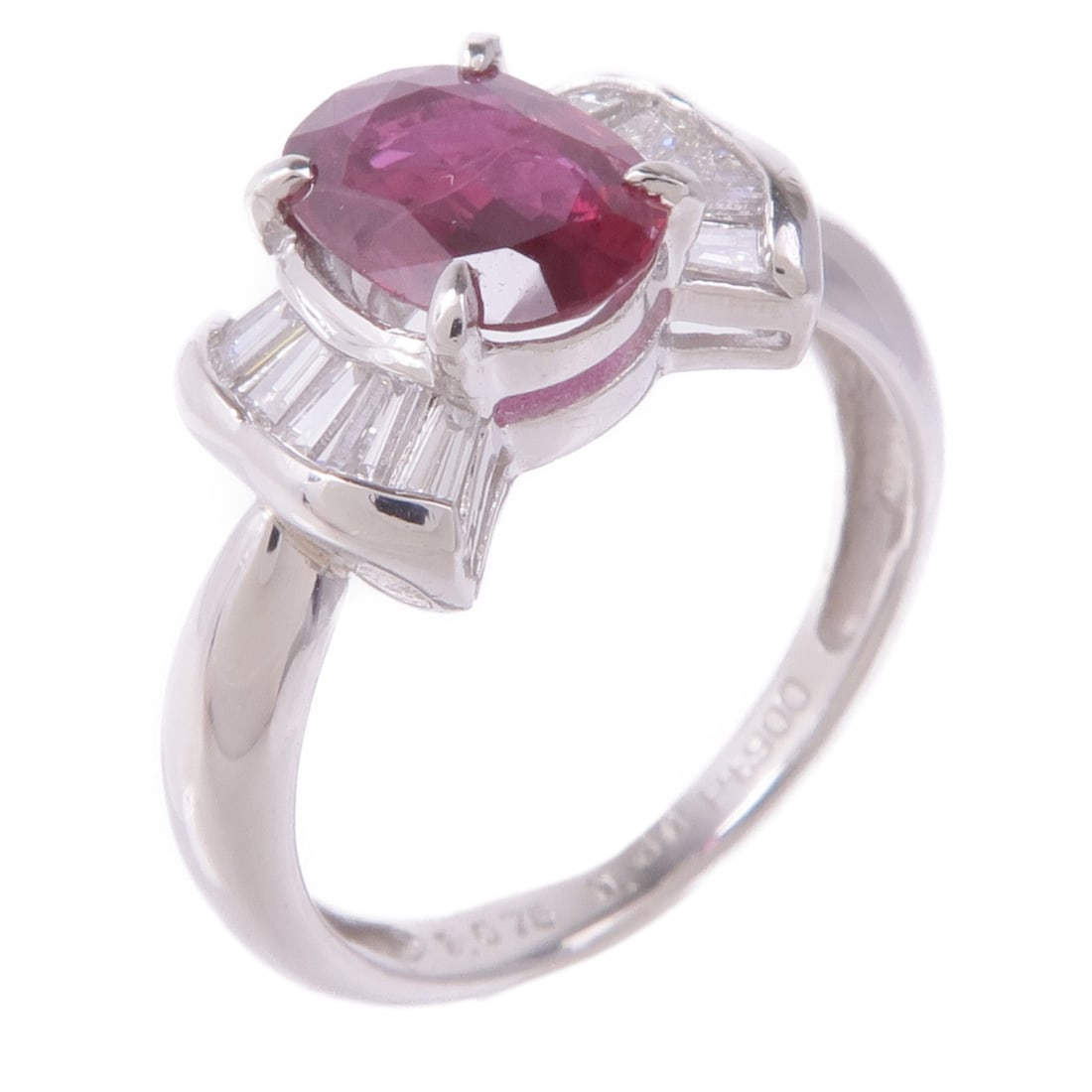 JEWELRY Ruby Diamond Ring in Pt900 Platinum Size 5.5 (1 of 7)
