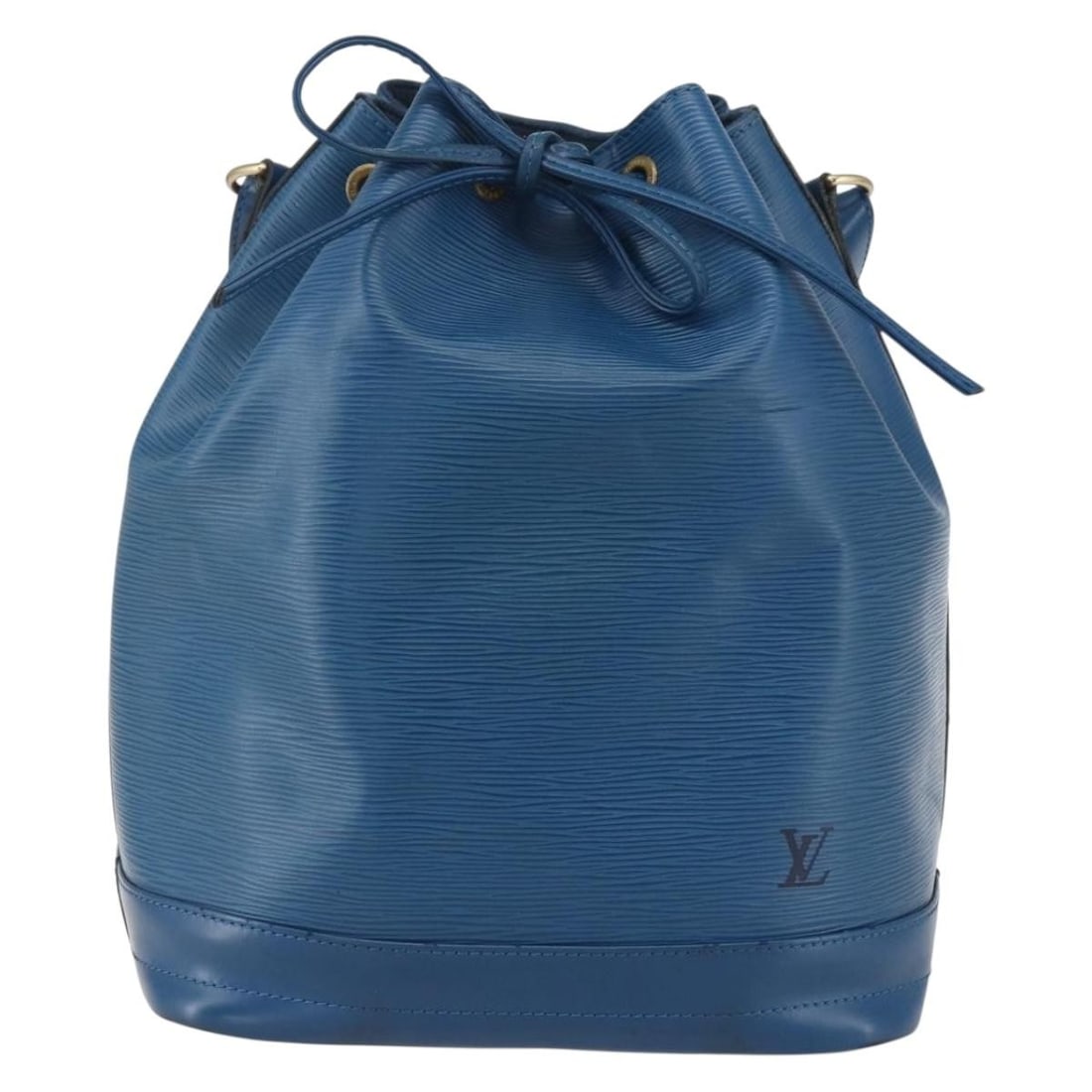 Blue Epi Leather Noe Shoulder Bag by Louis Vuitton: Blue Epi Leather Noe Shoulder Bag by Louis Vuitton This Louis Vuitton Noe handbag features blue Epi leather and is designed for women. The bag comes with a shoulder strap and drawstring closure. Signs