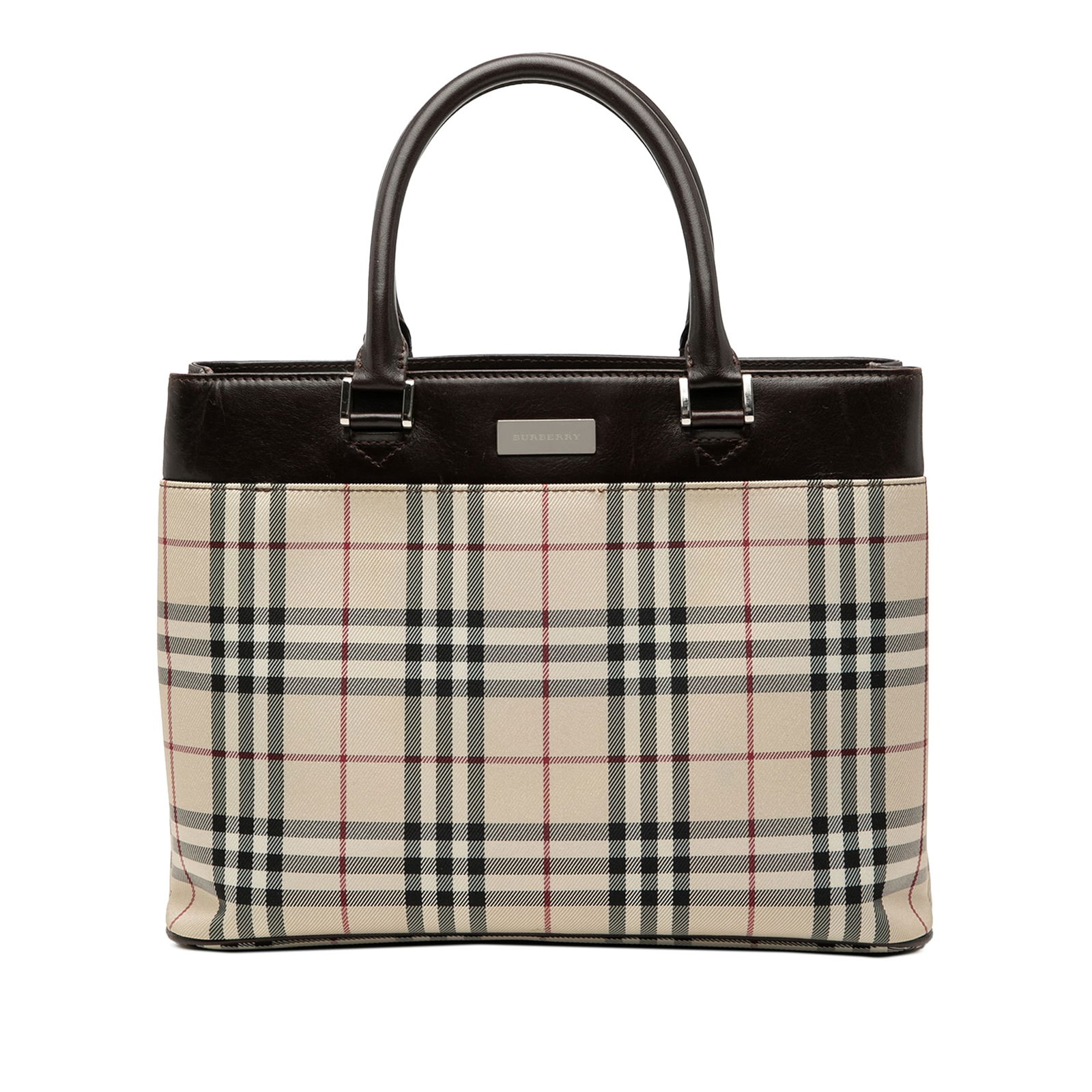 Burberry House Check Canvas Tote Bag with Leather Trim (1 of 6)
