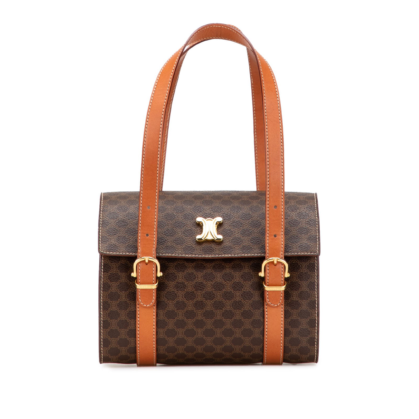 Celine Macadam Coated Canvas Triomphe Blason Handbag Brown (1 of 11)