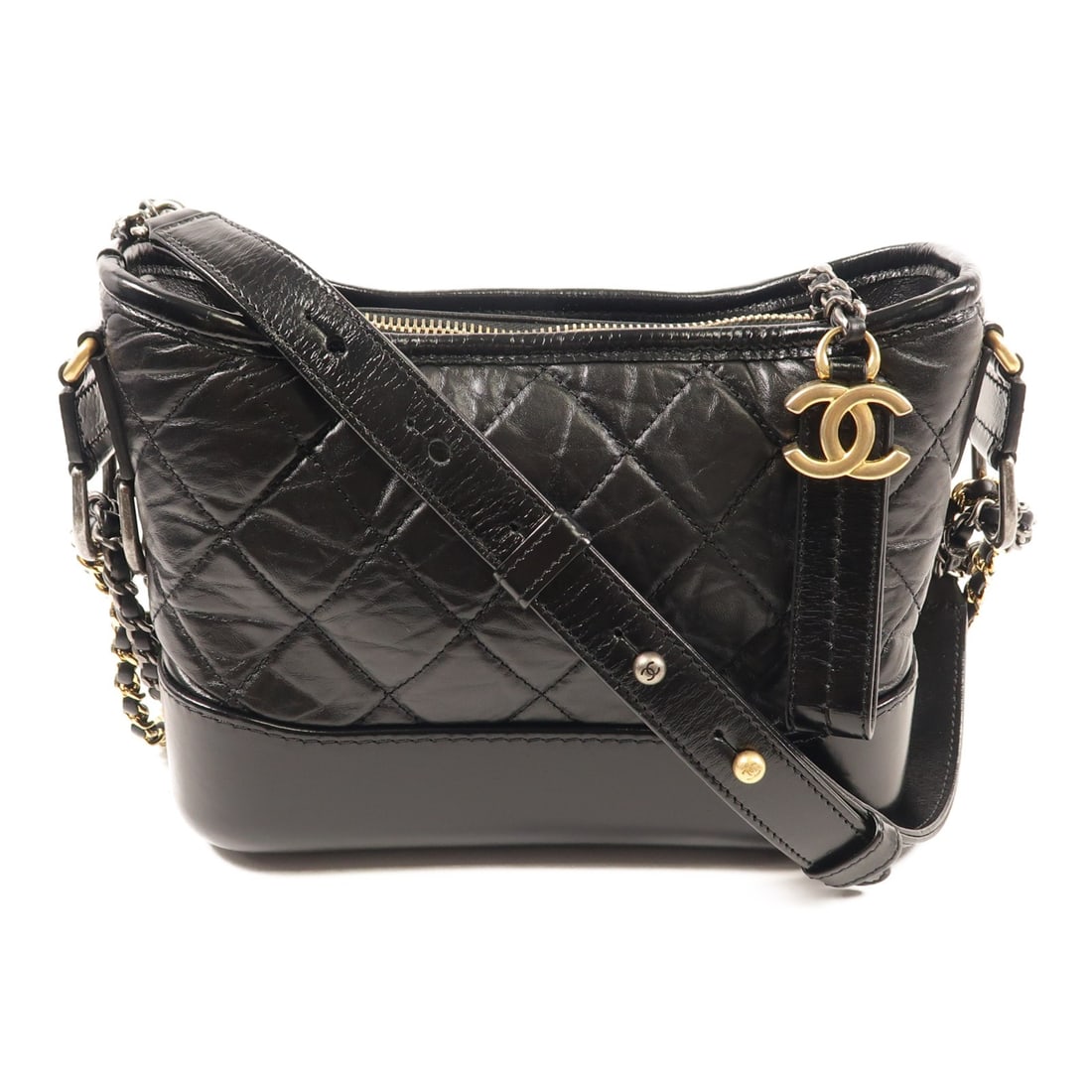 Chanel Gabrielle Small Black Calfskin Leather CC Chain Shoulder Bag (1 of 18)