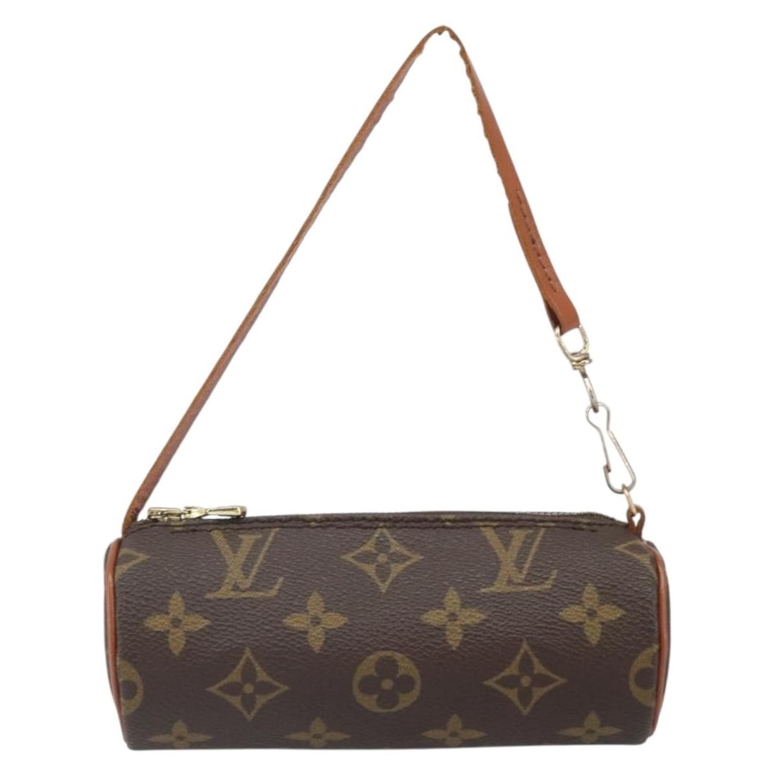 Louis Vuitton Papillon Small Brown Monogram Canvas Bag: Louis Vuitton Papillon Small Brown Monogram Canvas Bag Louis Vuitton Papillon Pochette in classic brown monogram canvas designed for women. This compact pouch features a cylindrical shape with a handl