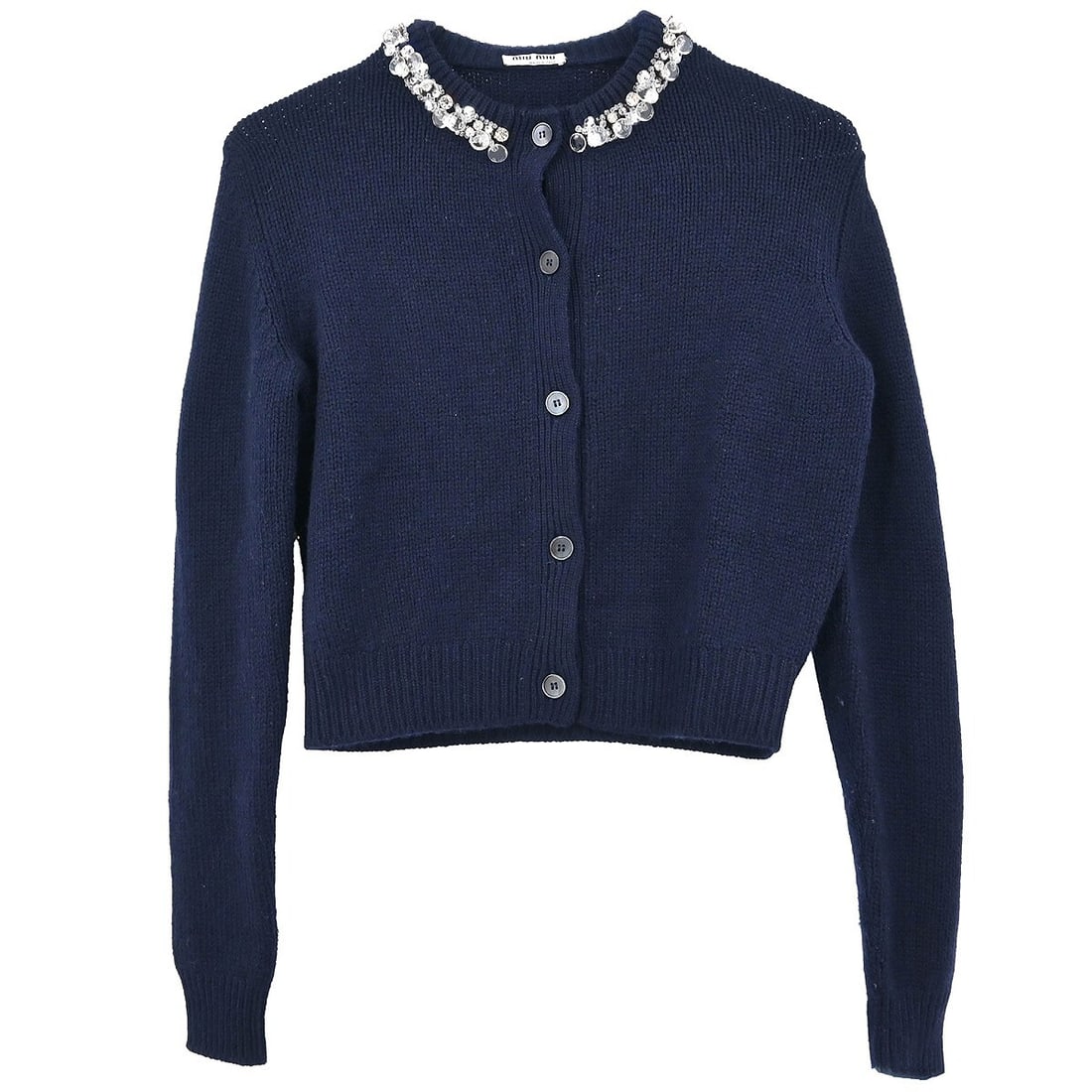 Miu Miu Vintage Navy Cashmere Coatigan Size #36: Miu Miu Vintage Navy Cashmere Coatigan Size #36 This stylish Miu Miu cardigan, also known as a coatigan, is crafted from 100% cashmere, ensuring a luxurious feel and warmth for the fall and winter sea