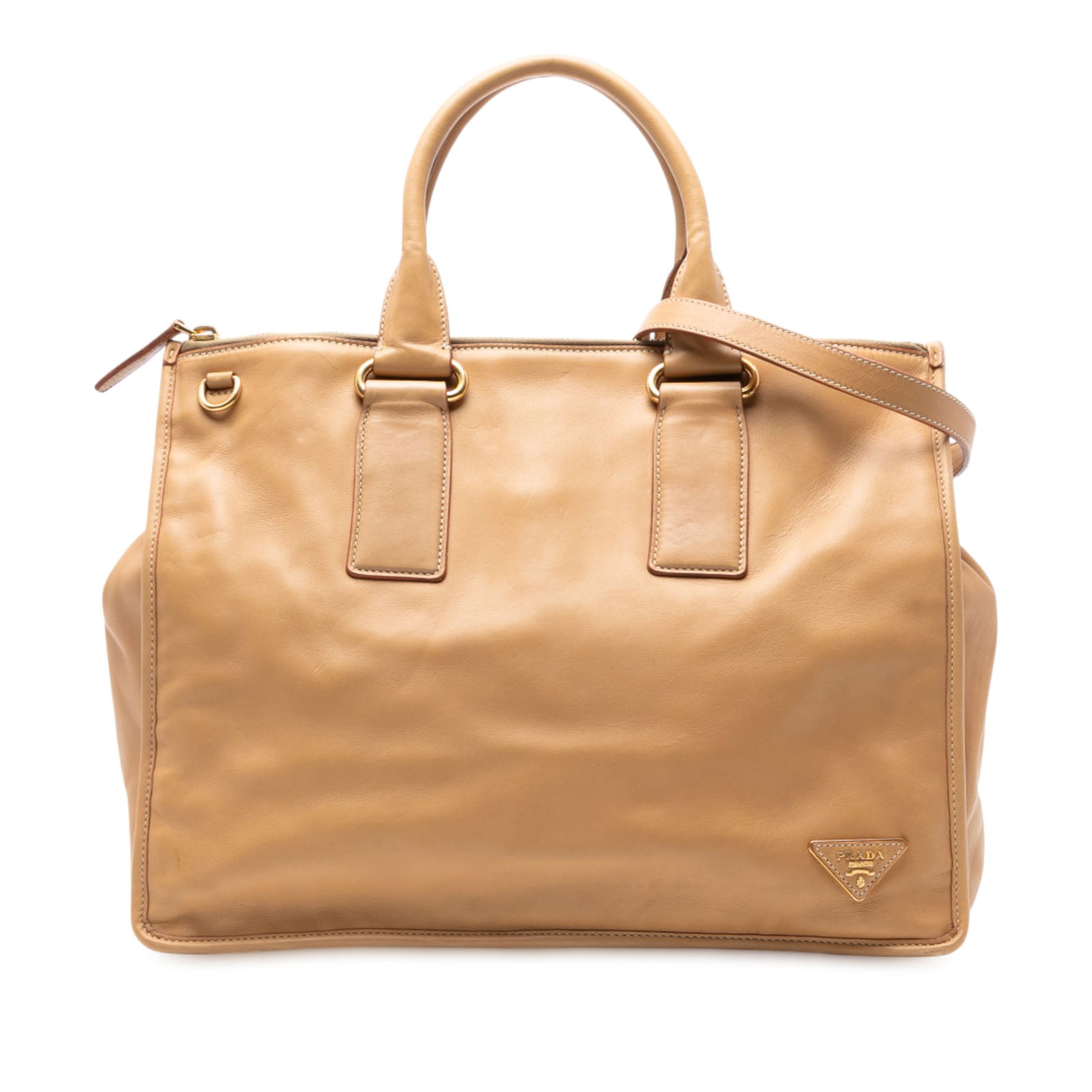 Prada Soft Calf Satchel Brown Italian Leather Handbag: Prada Soft Calf Satchel Brown Italian Leather Handbag The Prada Soft Calf Satchel is a stylish and practical accessory crafted from high-quality leather. This elegant bag features a spacious leather b