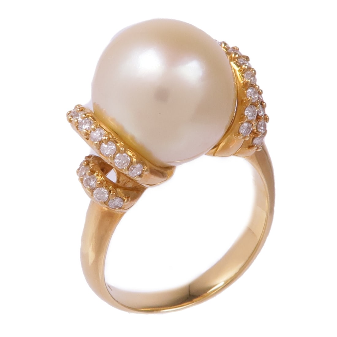 Pearl Diamond Ring in 18K Yellow Gold Size 6.5 (1 of 8)
