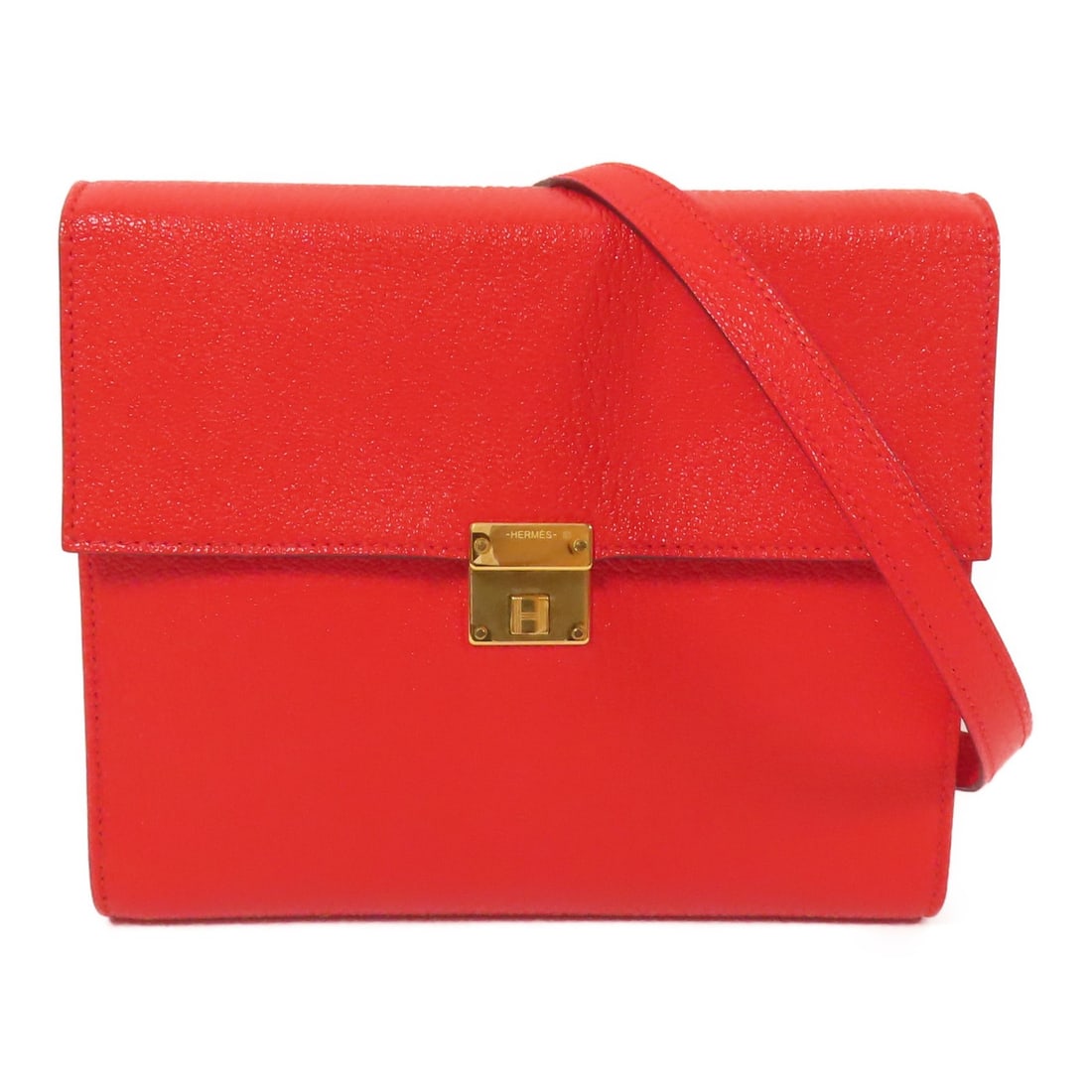 HERMES Clic 16 Shoulder Bag Chevre Leather Rouge de Coeur (1 of 14)