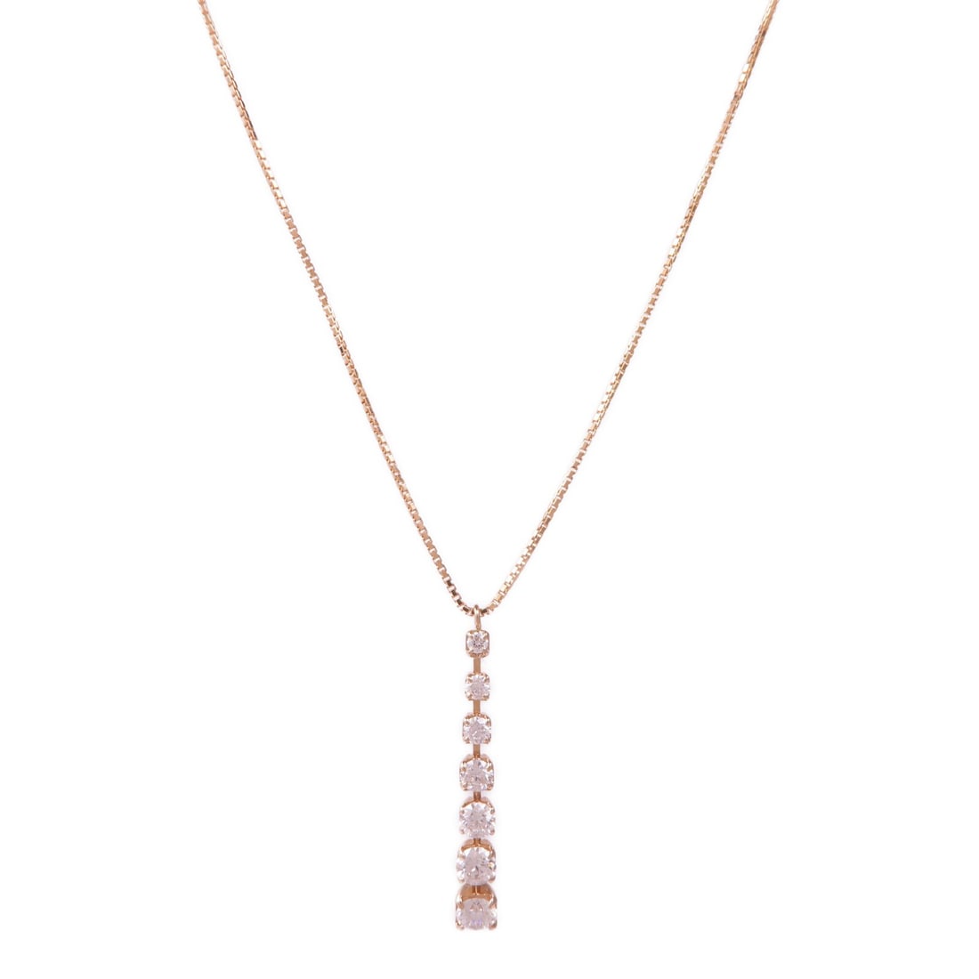 JEWELRY Diamond Necklace in 18K Pink Gold: JEWELRY Diamond Necklace in 18K Pink Gold This exquisite diamond necklace is crafted in 18K pink gold (K18PG), radiating elegance with its clear diamond centerpiece. Designed for regular wear, this pi