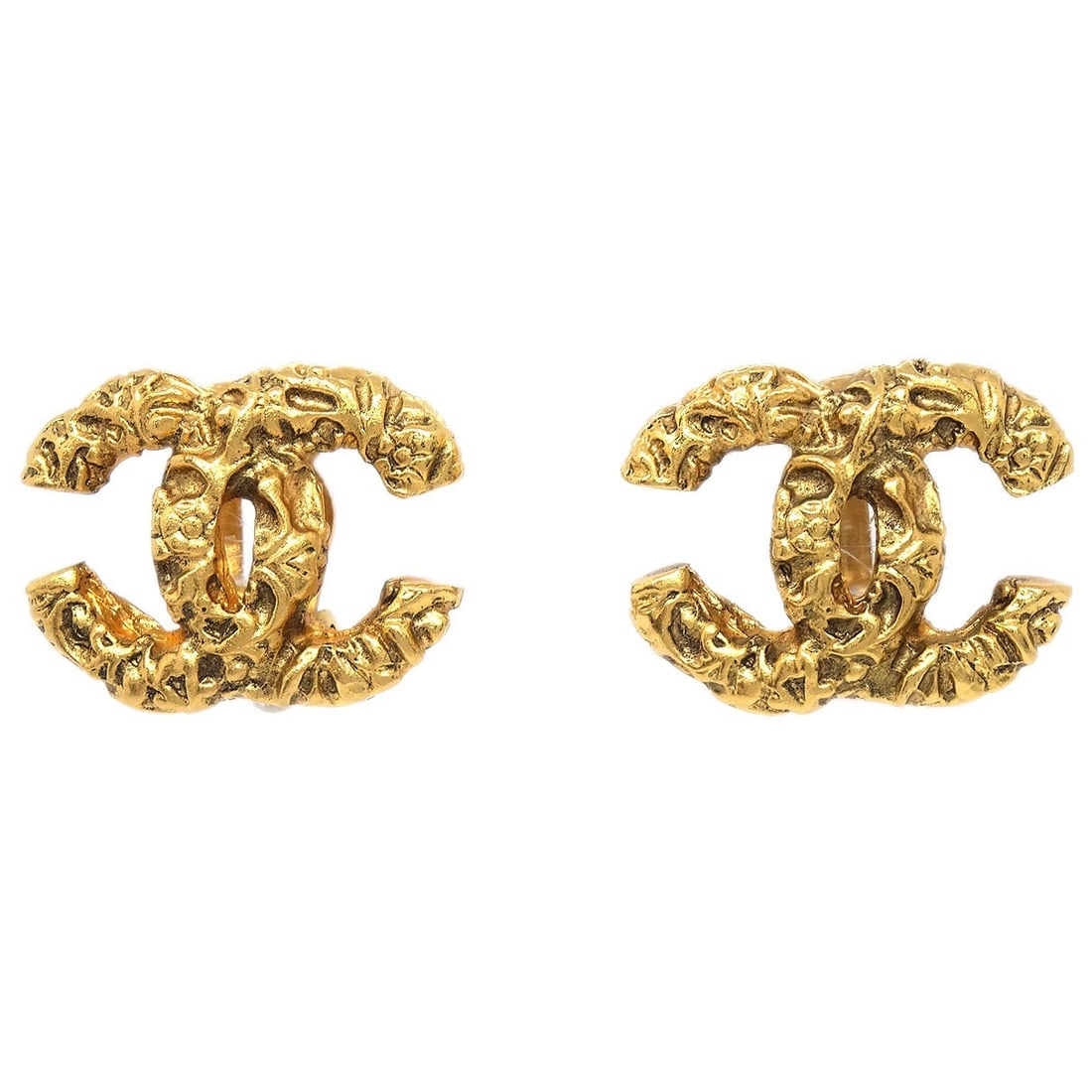 Chanel 93A Gold Plated CC Logo Clip-On Earrings (1 of 4)