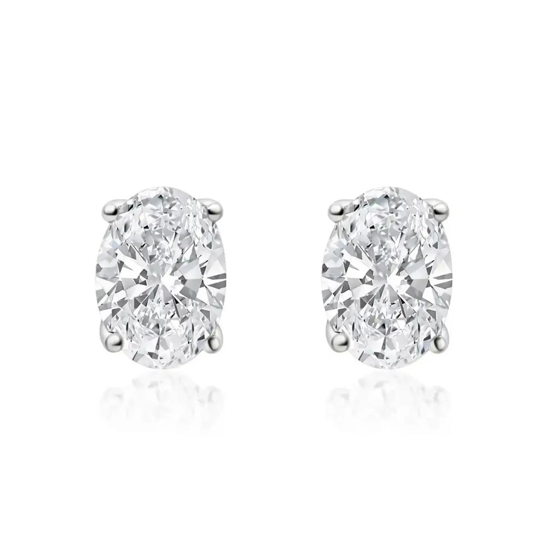 Rachel Koen 1.05ctw Oval Lab Created Diamond Studs in 14k White Gold: Rachel Koen 1.05ctw Oval Lab Created Diamond Studs in 14k White Gold These stud earrings showcase a pair of oval brilliant cut lab grown diamonds with a total carat weight of 1.05, set in high polishe