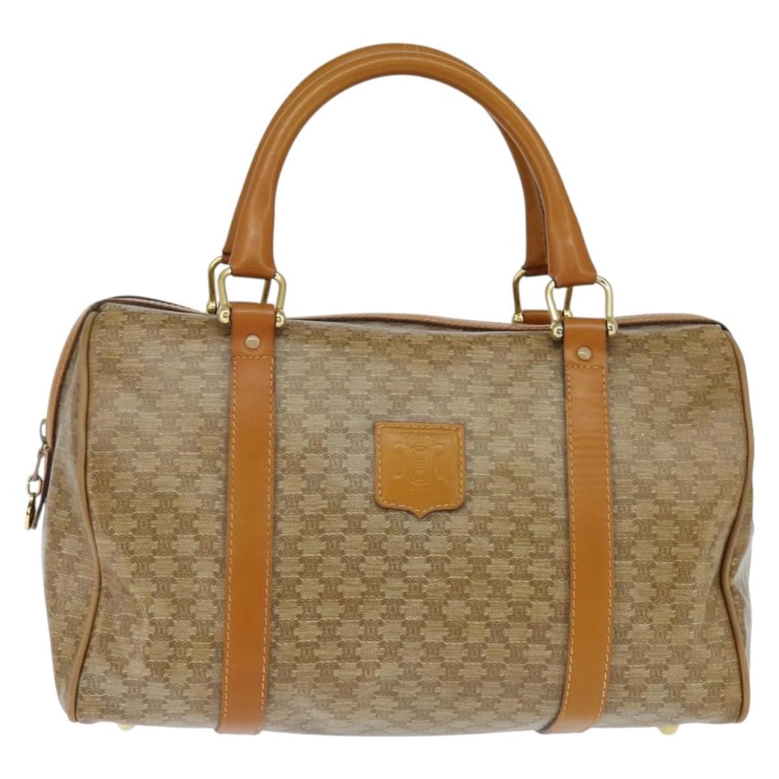 Celine Macadam Beige Canvas Vintage Boston Duffle Bag 32cm: Celine Macadam Beige Canvas Vintage Boston Duffle Bag 32cm This Celine Vintage Duffle Bag features the iconic Macadam coated canvas in beige, designed for women. The bag is pre-owned and in good condi
