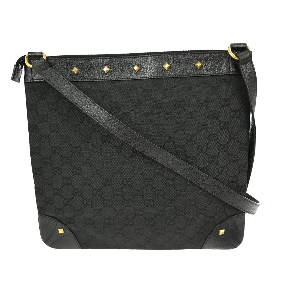 Gucci GG Pattern Vintage Black Canvas Leather Medium Shoulder Bag: Gucci GG Pattern Vintage Black Canvas Leather Medium Shoulder Bag This Gucci Black GG Shoulder Bag is a stylish medium-sized accessory perfect for any outfit. Crafted from durable canvas leather, it f