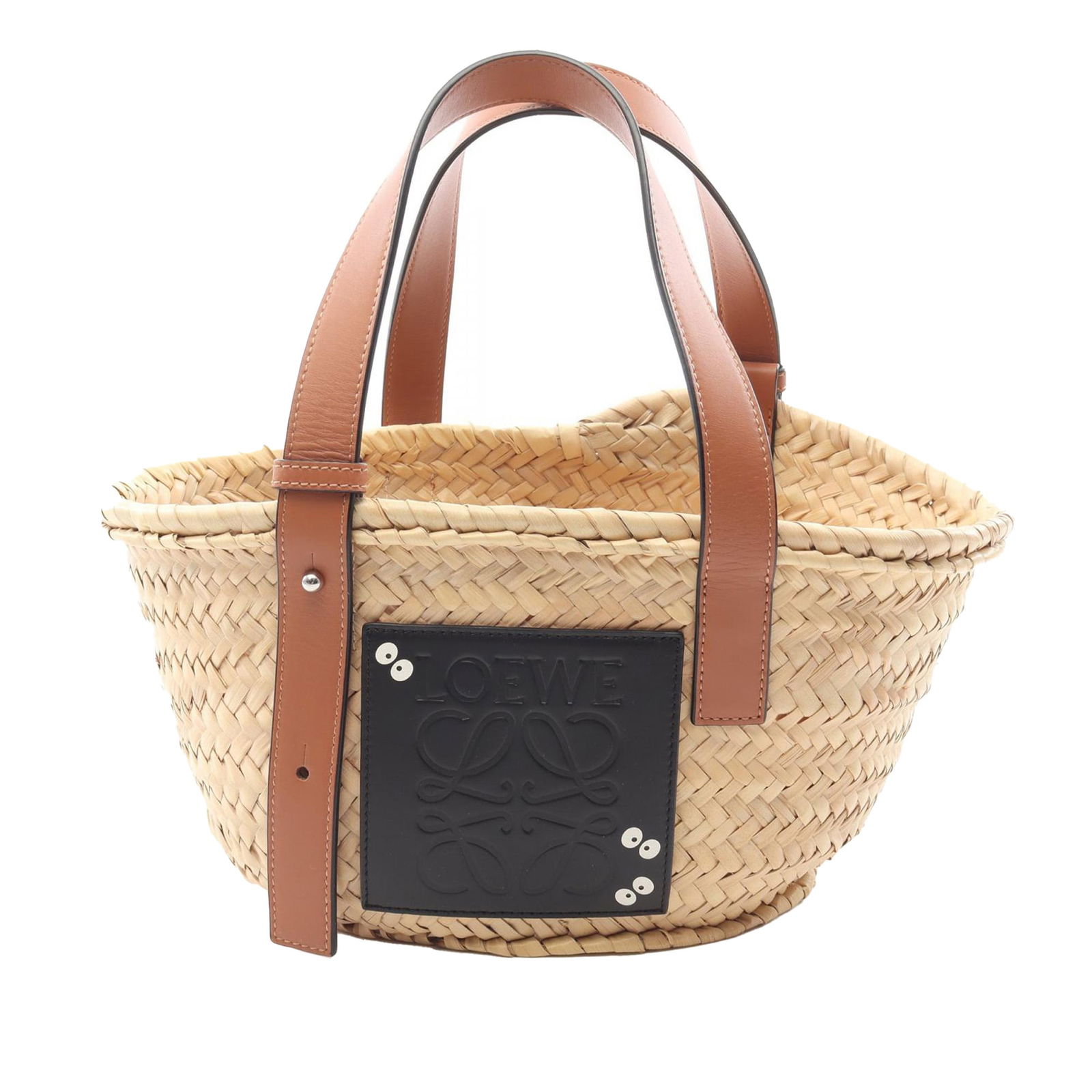Loewe x Studio Ghibli Totoro Small Raffia Basket Tote Bag: Loewe x Studio Ghibli Totoro Small Raffia Basket Tote Bag This LOEWE Studio Ghibli My Neighbor Totoro Small Raffia Dust Bunnies Basket Tote features a raffia body with flat leather handles and an open