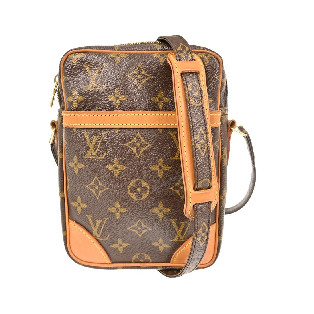 Louis Vuitton Danube Monogram M45266 Medium Brown Crossbody Shoulder Bag: Louis Vuitton Danube Monogram M45266 Medium Brown Crossbody Shoulder Bag This Louis Vuitton Danube crossbody shoulder bag features the iconic Monogram canvas leather exterior with brown leather trim a
