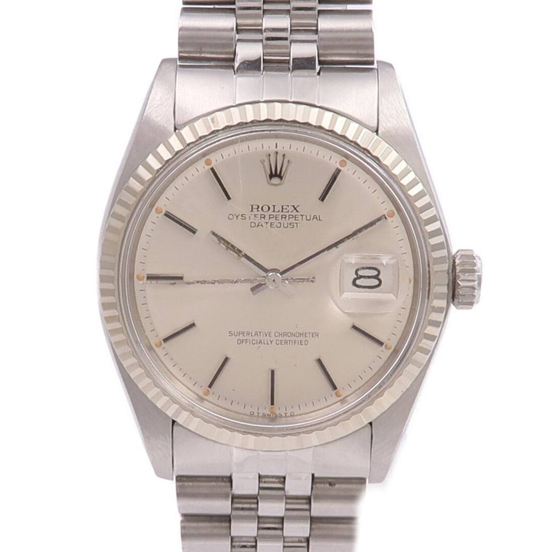 Datejust 1601 Stainless Steel and 18K White Gold Automatic Wristwatch Silver Dial: Datejust 1601 Stainless Steel and 18K White Gold Automatic Wristwatch Silver Dial This ROLEX Datejust 1601 is an automatic wristwatch crafted from 18K white gold and stainless steel, featuring a silve
