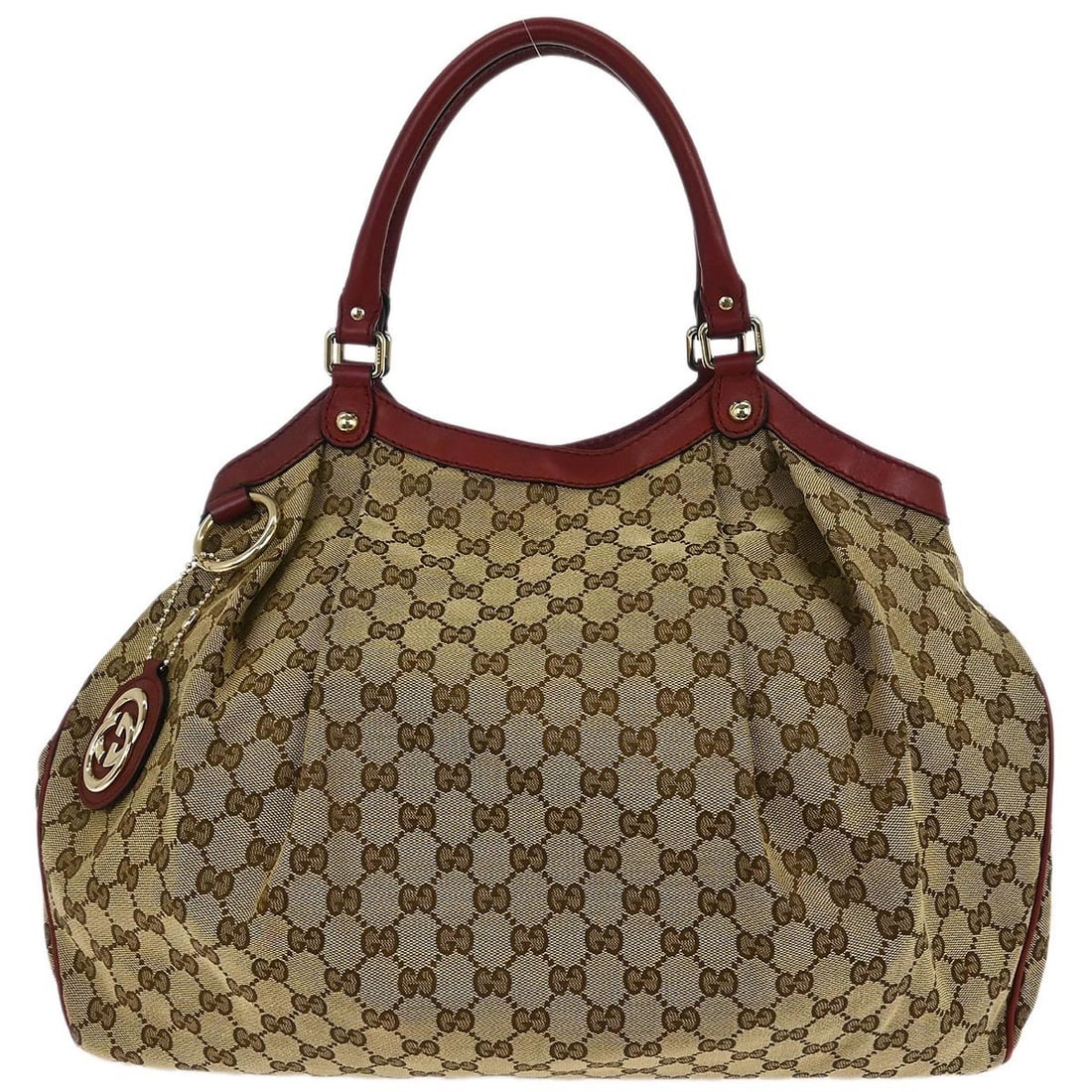Brown Canvas Gucci Sukey Tote Bag for Women: Brown Canvas Gucci Sukey Tote Bag for Women This Gucci Sukey Tote is crafted from brown GG canvas and designed for women. It features a spacious interior and sturdy construction. The exterior shows mi
