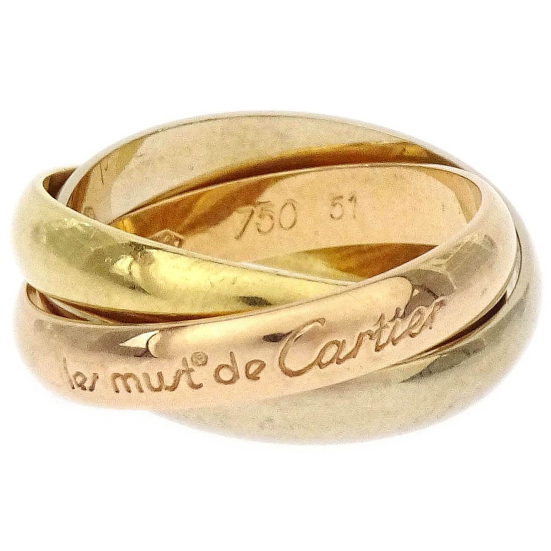 Cartier Trinity 750 Gold Vintage Ring Size 51 Jewelry Piece (1 of 4)