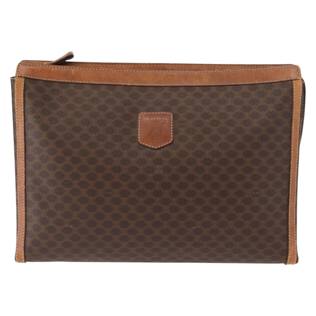 Celine Macadam Canvas and Leather Brown Clutch Bag (1 of 18)