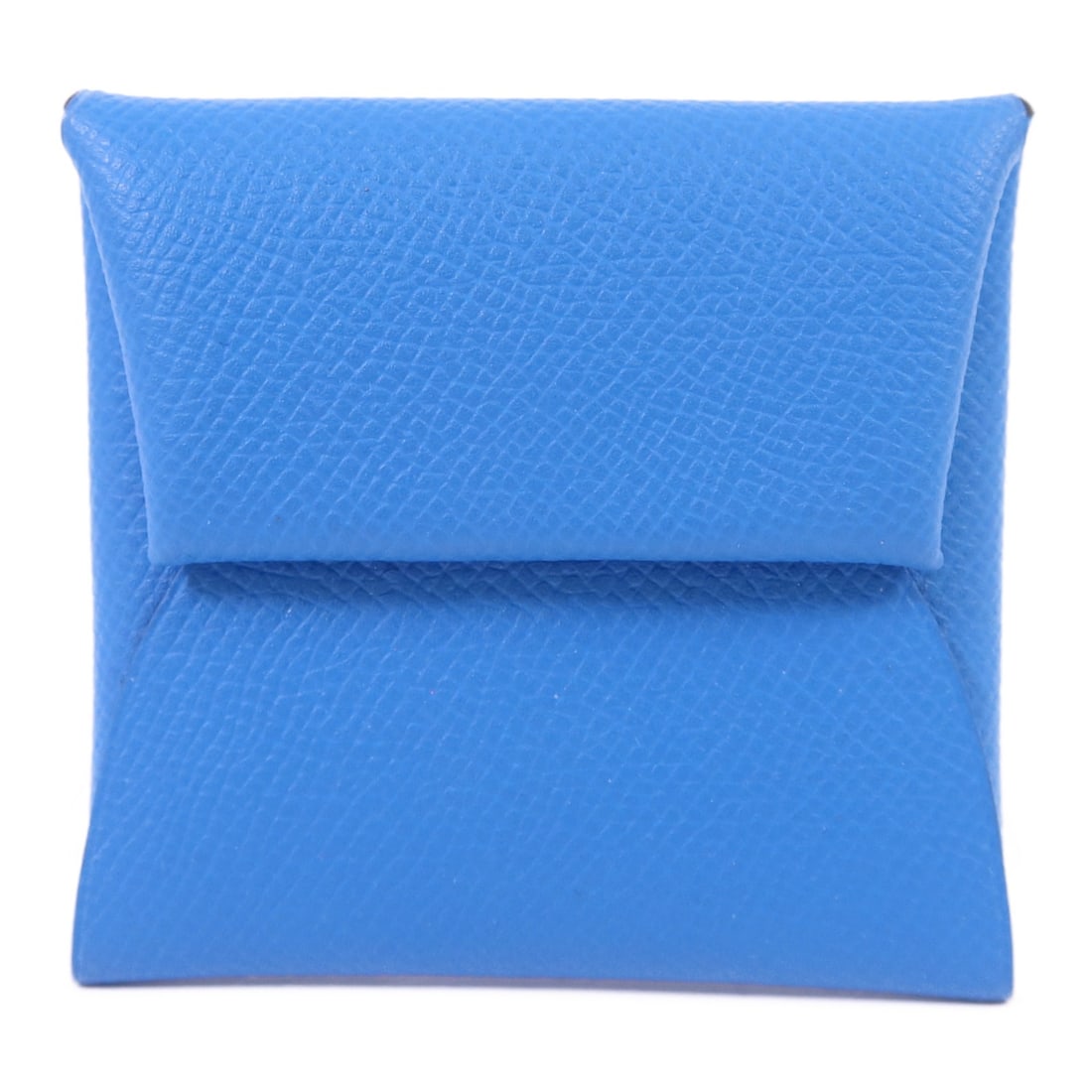 Bleu Hydra Epsom Leather Bastia Coin Purse with Palladium Hardware: Bleu Hydra Epsom Leather Bastia Coin Purse with Palladium Hardware This Hermes Bastia coin purse is crafted from Epsom calfskin leather in a vibrant Bleu Hydra color. It offers a compact and elegant s