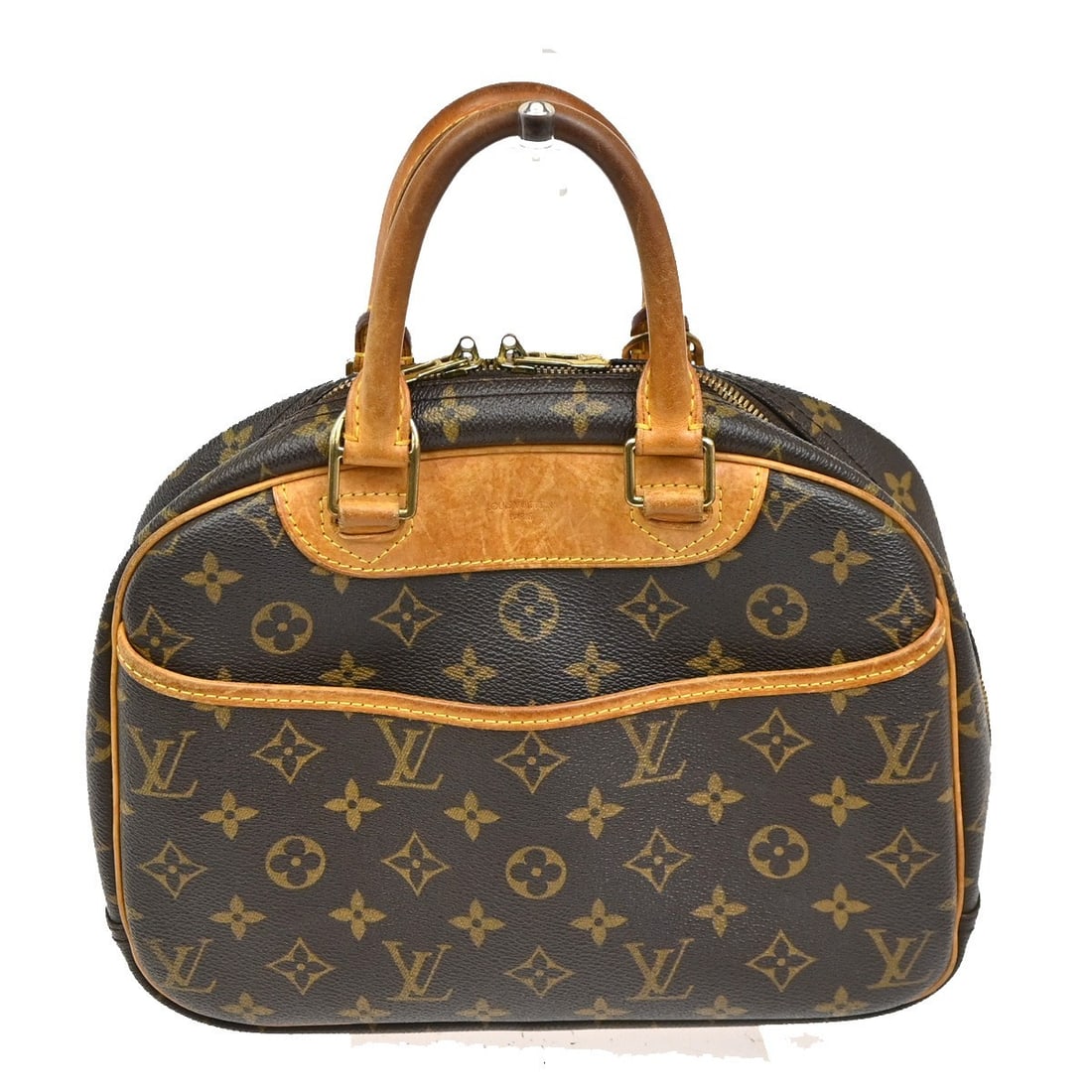 Louis Vuitton Trouville Brown Canvas Handbag 29cm by 22cm by 11cm: Louis Vuitton Trouville Brown Canvas Handbag 29cm by 22cm by 11cm The Louis Vuitton Trouville Handbag is crafted from signature brown monogram canvas designed for female use. This handbag features a s