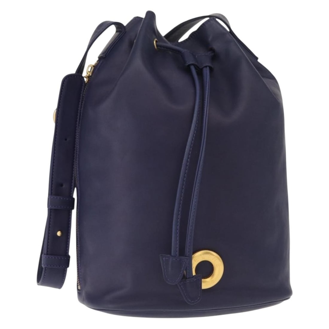 Celine Navy Leather Circle Shoulder Bag Gold Tone Accents Italy: Celine Navy Leather Circle Shoulder Bag Gold Tone Accents Italy This CELINE Circle shoulder bag is crafted from navy leather with gold-tone accents. Made in Italy, it features a structured design with