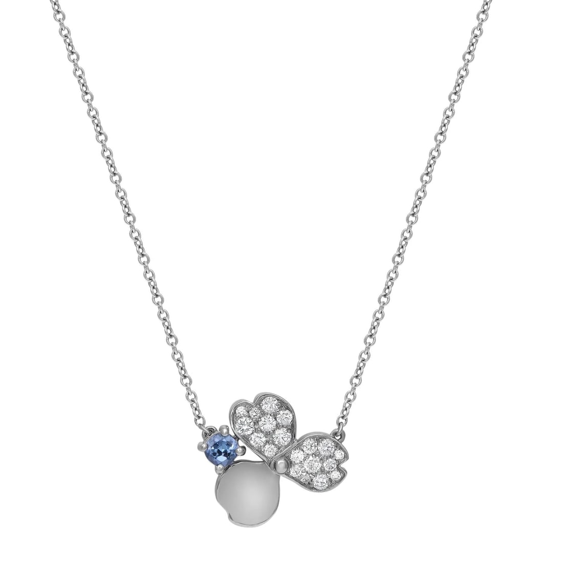 Tiffany & Co Paper Flowers Pendant Necklace Platinum Diamonds Tanzanite 16 in: Tiffany & Co Paper Flowers Pendant Necklace Platinum Diamonds Tanzanite 16 in Elevate your style with this exquisite Tiffany & Co. Paper Flowers Diamond and Tanzanite Pendant Necklace. Expertly crafte
