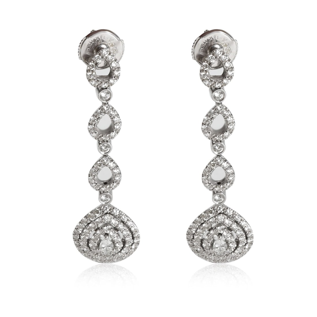 Oliva Triple Halo 18K White Gold Pear Shape Diamond Earrings 1.89 Ctw (1 of 2)