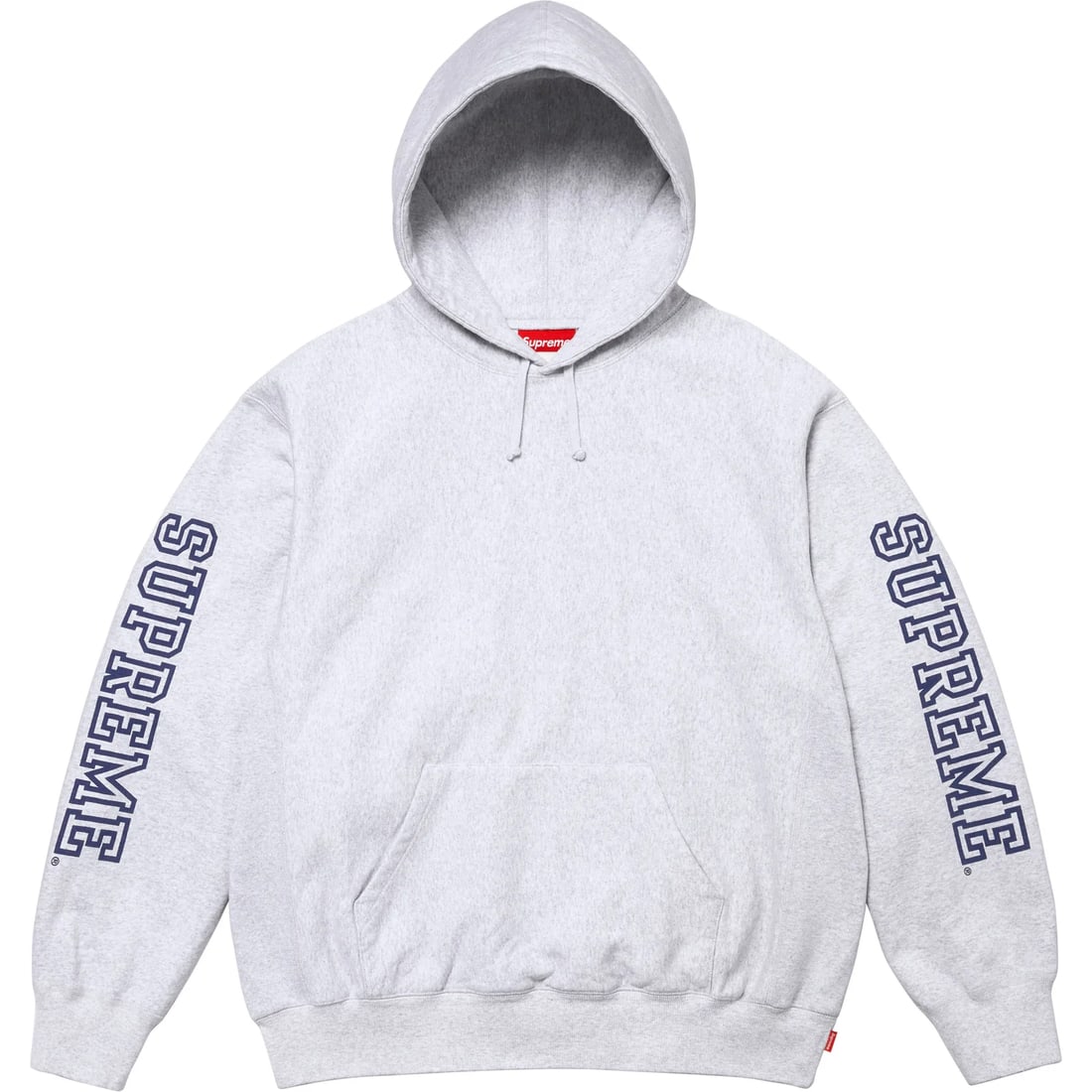 Ash Grey Collegiate Sleeve Hoodie by Supreme Medium: Ash Grey Collegiate Sleeve Hoodie by Supreme Medium This is an authentic Supreme Collegiate Sleeve hoodie in ash grey, presented in un-used and unworn condition. The hoodie features a classic design a