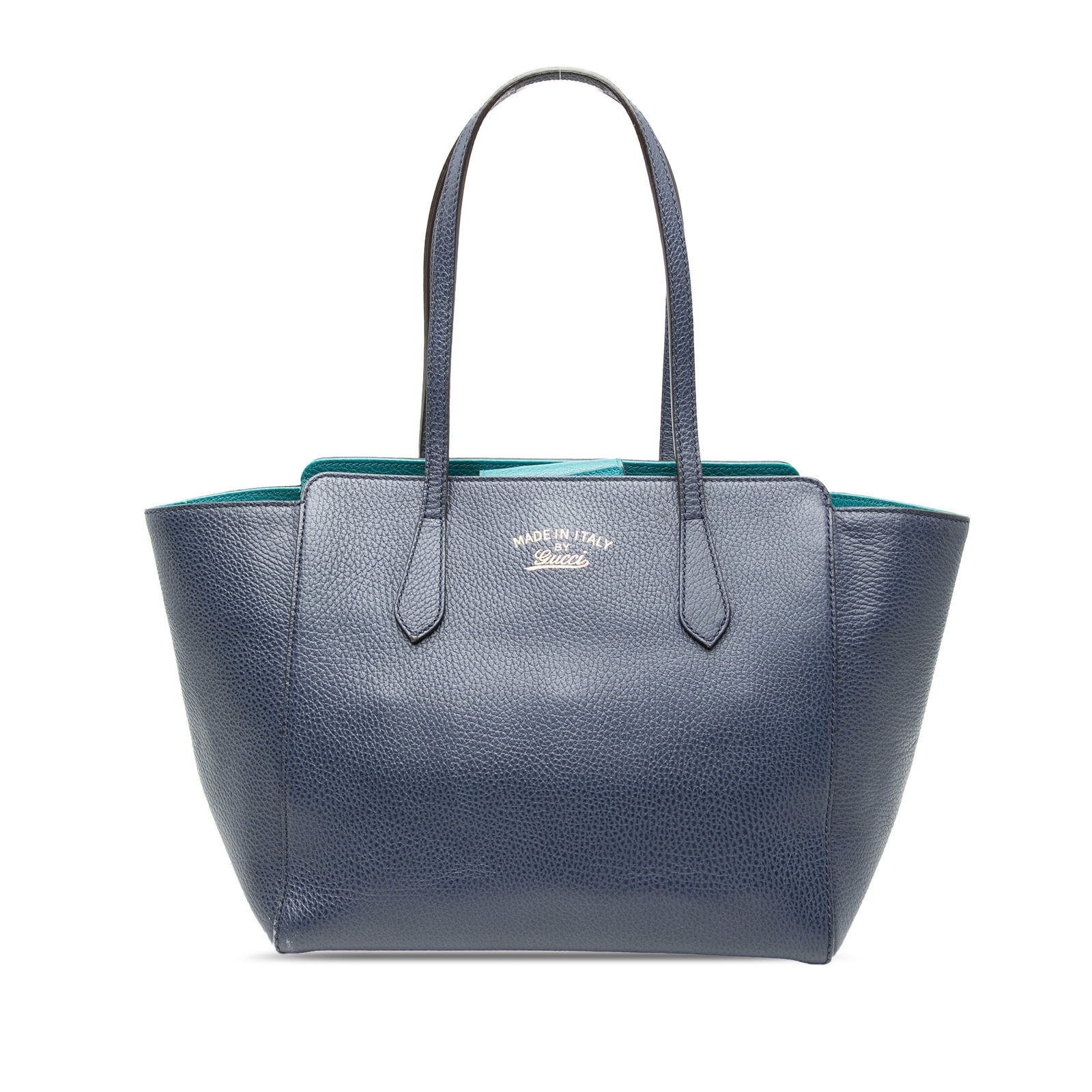 Gucci Medium Leather Swing Tote Blue Bag with Magnetic Closure (1 of 6)