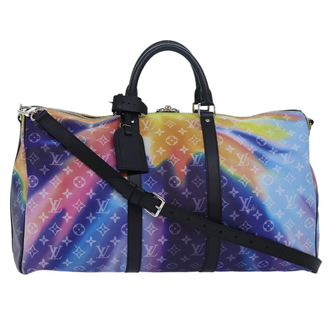 Limited Edition Multicolor Monogram Canvas Louis Vuitton Keepall Bandouliere 50cm: Limited Edition Multicolor Monogram Canvas Louis Vuitton Keepall Bandouliere 50cm Louis Vuitton Keepall Bandouliere bag in limited edition Monogram Sunset canvas. This unisex travel bag features multi