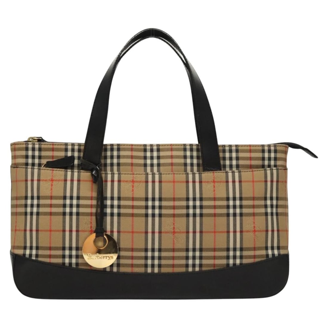 Burberry Nova Check Canvas and Leather Beige Tote Bag: Burberry Nova Check Canvas and Leather Beige Tote Bag This Burberry Nova Check handbag features the iconic beige canvas and leather design, tailored for women. The bag displays slight rubbing and stai