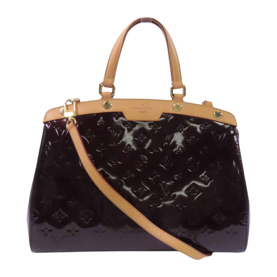 LOUIS VUITTON Brea MM Shoulder Bag Monogram Vernis Bordeaux: LOUIS VUITTON Brea MM Shoulder Bag Monogram Vernis Bordeaux Introducing the Louis Vuitton Brea MM Handbag, a stylish and versatile 2-way shoulder bag crafted in Bordeaux Monogram Vernis enamel. This e