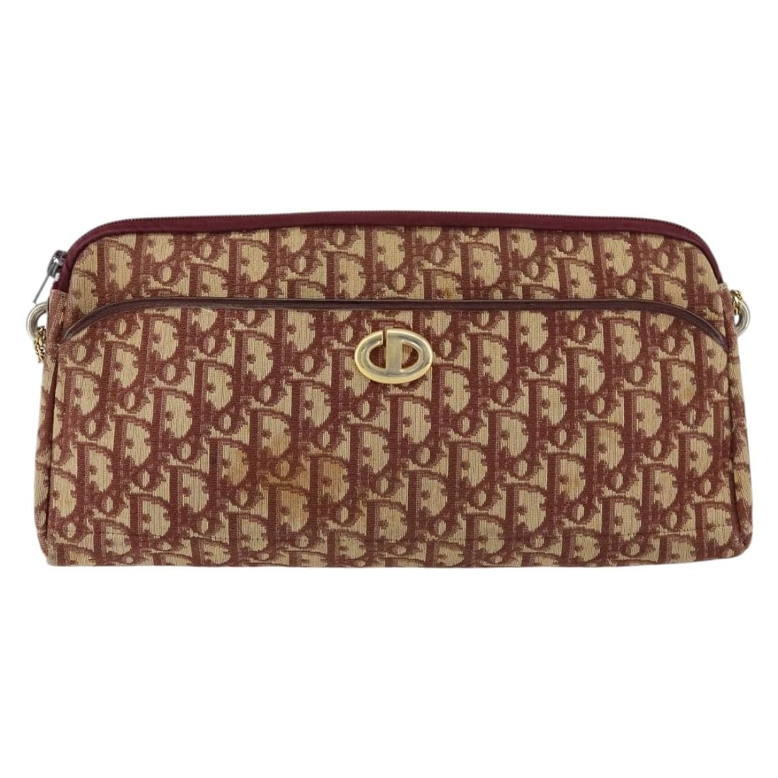 Red Canvas Vintage Christian Dior CD Trotter Shoulder Handbag: Red Canvas Vintage Christian Dior CD Trotter Shoulder Handbag This pre-owned Christian Dior Vintage CD Trotter shoulder bag is designed for women and crafted from red canvas. It features a shoulder st