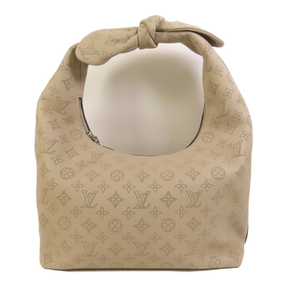Louis Vuitton Why Knot MM Gray Monogram Mahina Calfskin Shoulder Bag M20787: Louis Vuitton Why Knot MM Gray Monogram Mahina Calfskin Shoulder Bag M20787 This Louis Vuitton Why Knot MM shoulder bag features the Monogram Mahina pattern in elegant grey calfskin leather. Made in F