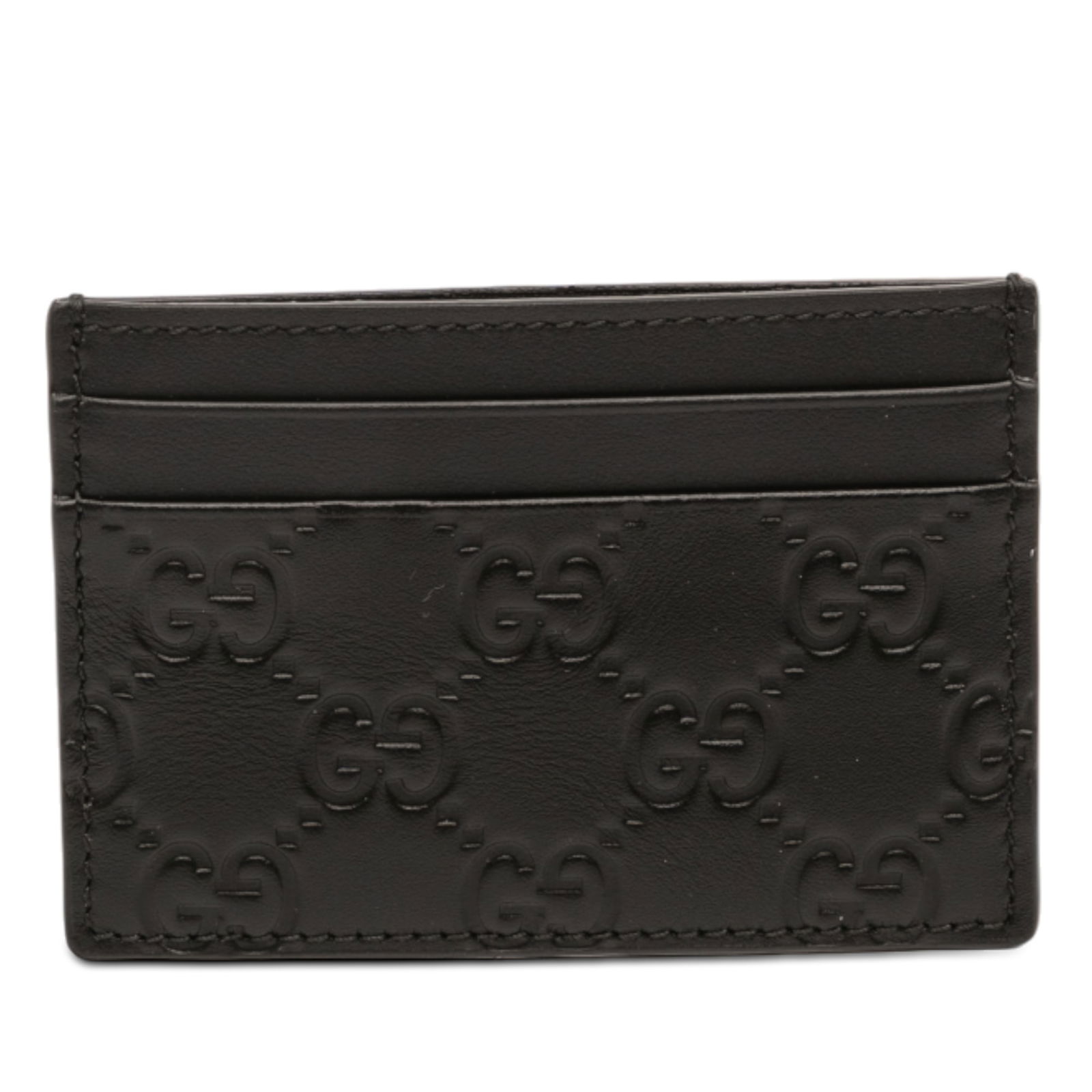 Black Leather Gucci Guccissima Embossed Card Holder With Slots (1 of 9)