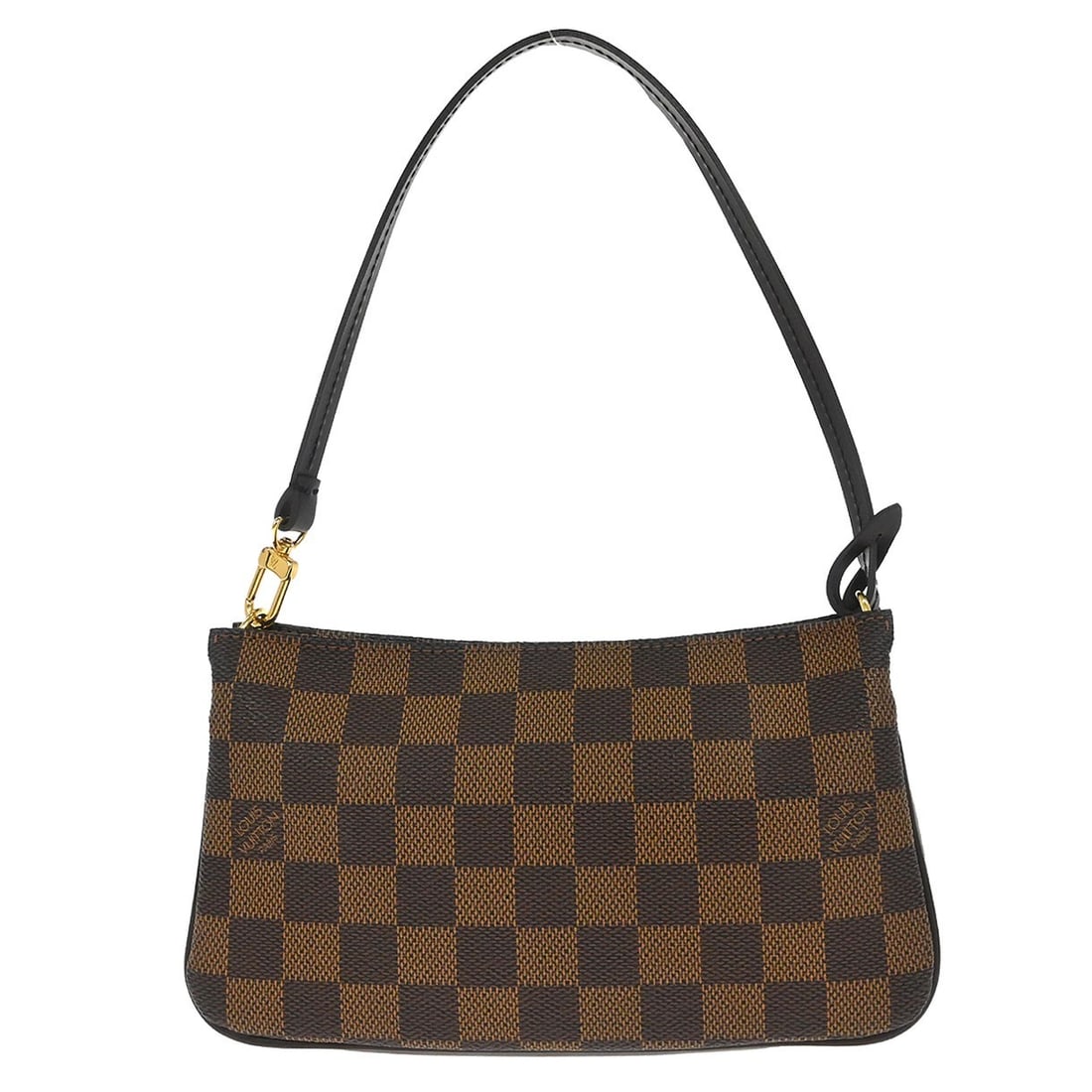 Louis Vuitton Navona Mini Damier Canvas Pouch Top Handle Bag N51983: Louis Vuitton Navona Mini Damier Canvas Pouch Top Handle Bag N51983 This Louis Vuitton Damier Navona handbag features the classic Damier Ebene pattern in brown. Crafted from durable Damier canvas leat
