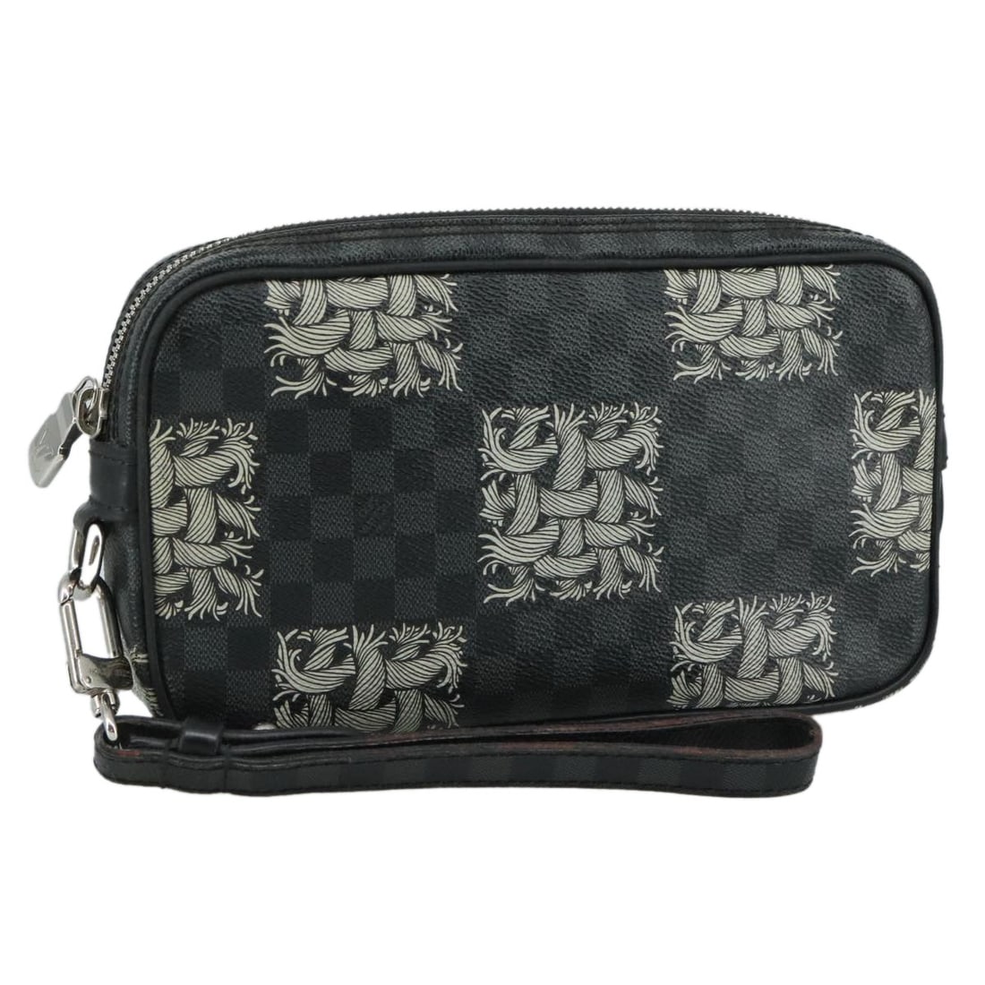 Pochette Volga canvas clutch bag by Louis Vuitton limited edition Nemeth: Pochette Volga canvas clutch bag by Louis Vuitton limited edition Nemeth The Louis Vuitton Pochette Volga Limited Edition Nemeth in Damier Graphite is a unisex pouch crafted from durable black canvas.