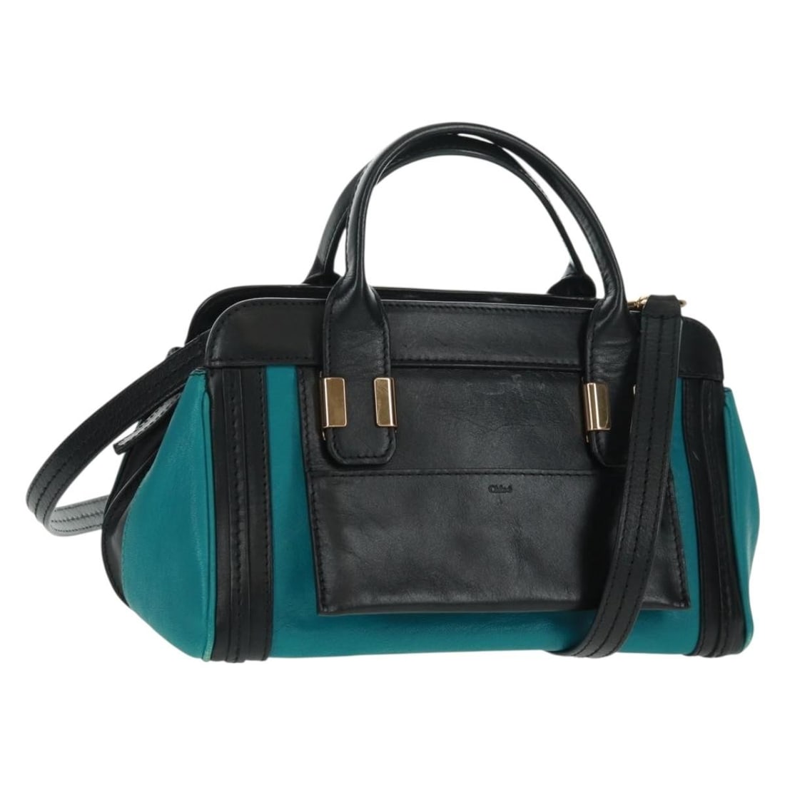 Chloe Alice Leather 2way Blue Gold Handbag Made in Italy: Chloe Alice Leather 2way Blue Gold Handbag Made in Italy This Chloe Alice handbag features a 2-way design crafted from blue leather accented with gold hardware. Made in Italy, the bag offers a compact