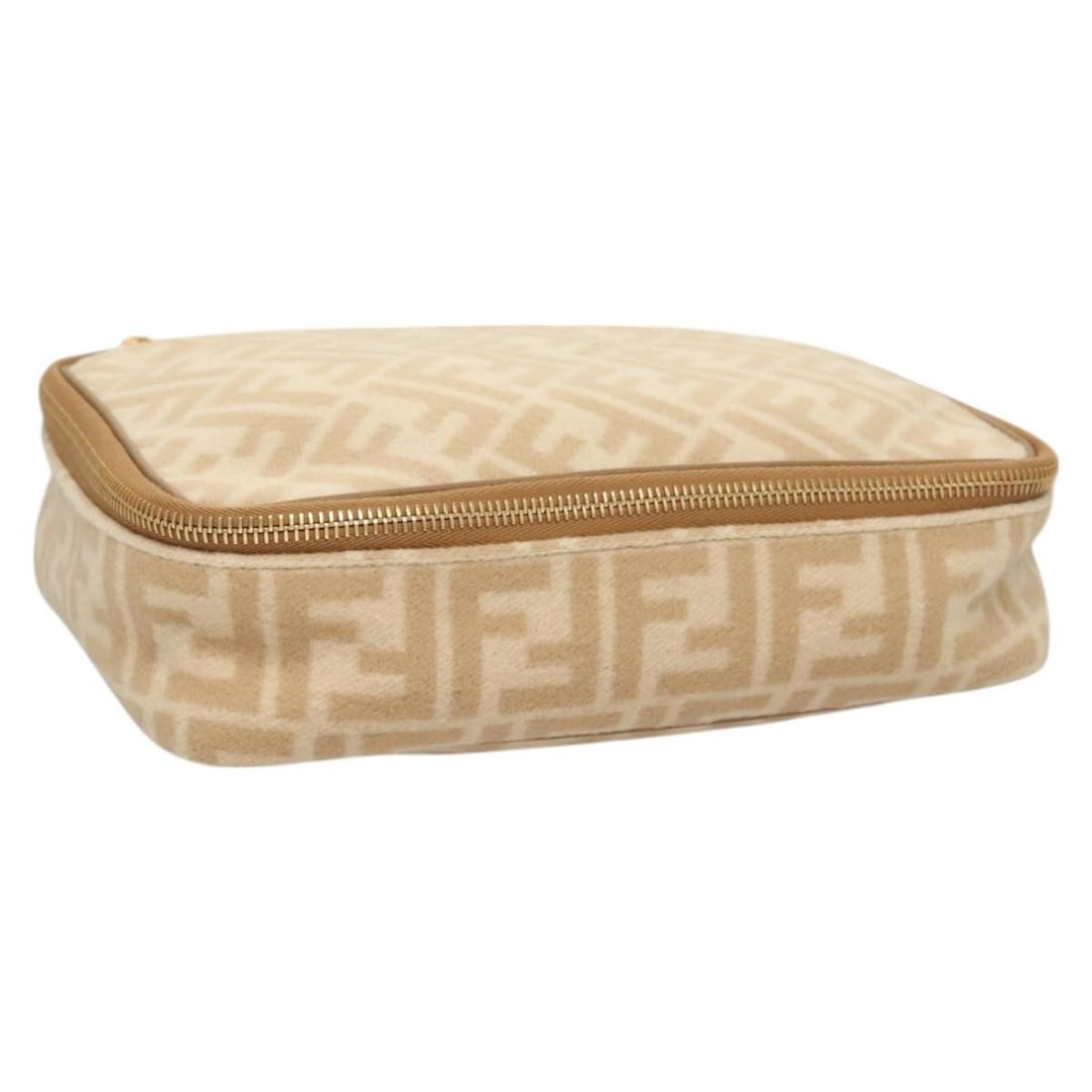 FENDI Zucca Canvas Beige Gold Vanity Pouch Authentic Italy: FENDI Zucca Canvas Beige Gold Vanity Pouch Authentic Italy This elegant FENDI Zucca Canvas Vanity Pouch in a sophisticated beige and gold color combination is a stylish accessory for any occasion. Cra
