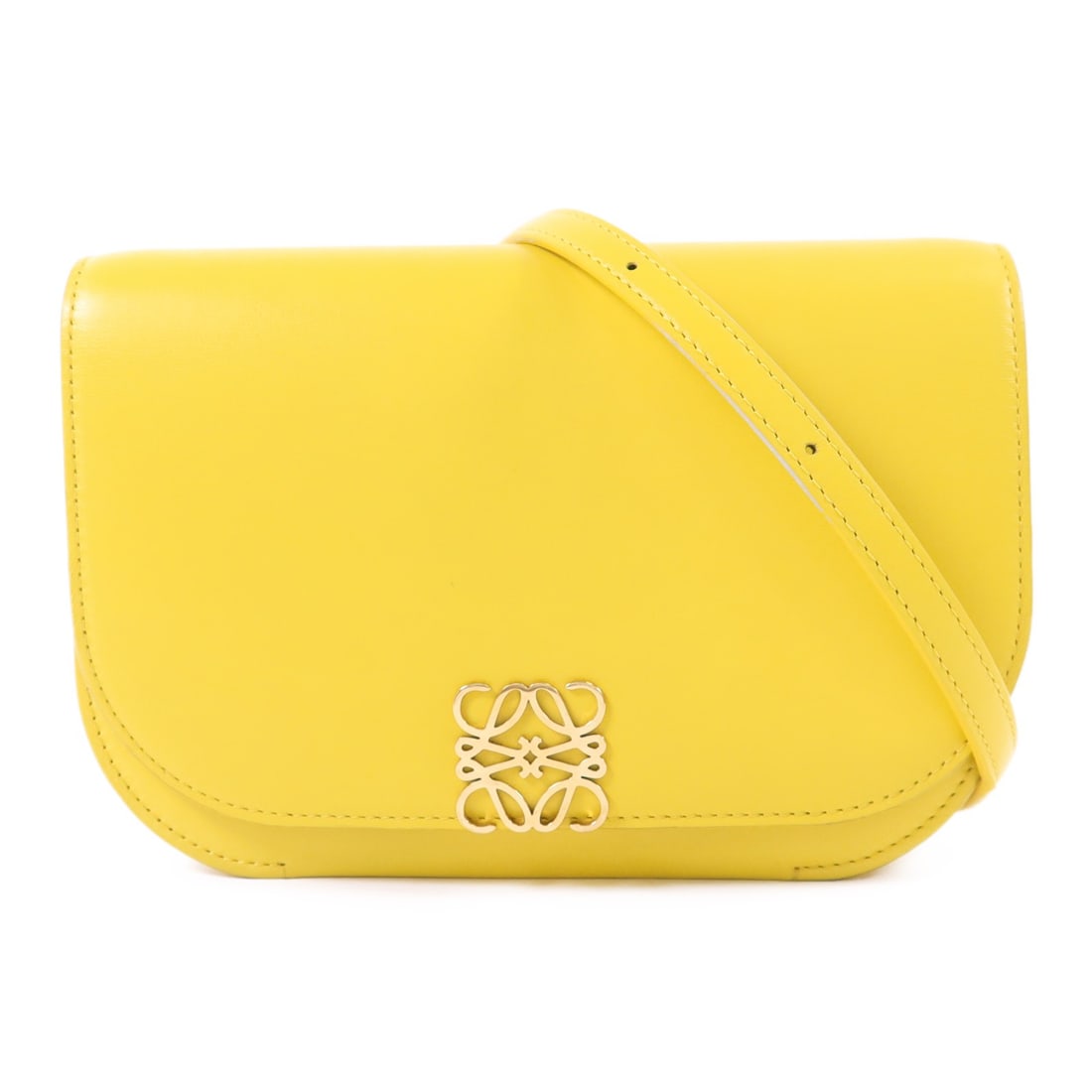 Loewe Goya Yellow Lambskin Shoulder Bag with Gold Tone Hardware: Loewe Goya Yellow Lambskin Shoulder Bag with Gold Tone Hardware This Loewe Goya shoulder bag is crafted from yellow lambskin leather. It features a classic shoulder bag silhouette and is designed with