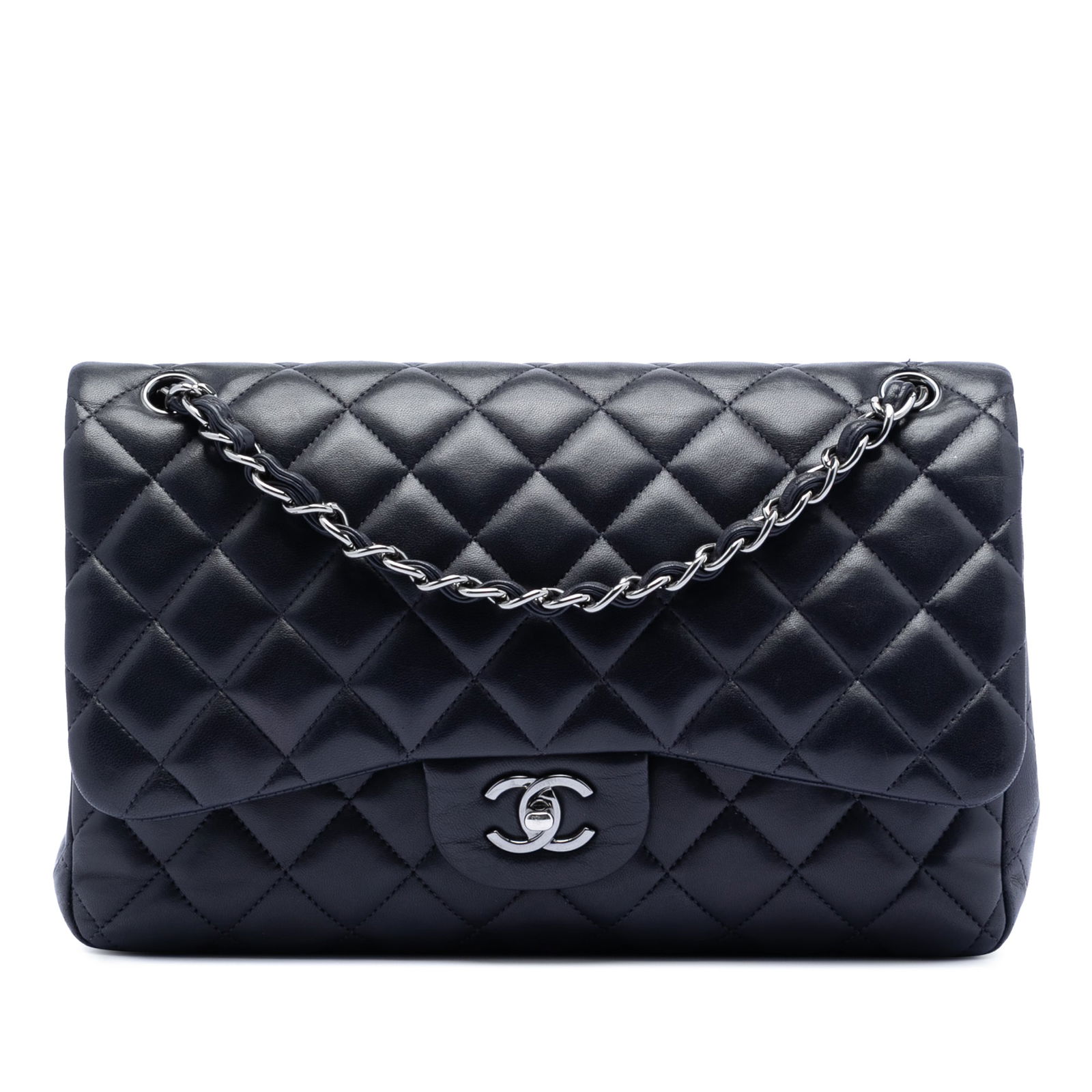 Black Chanel Jumbo Classic Double Flap Quilted Lambskin Shoulder Bag (1 of 8)