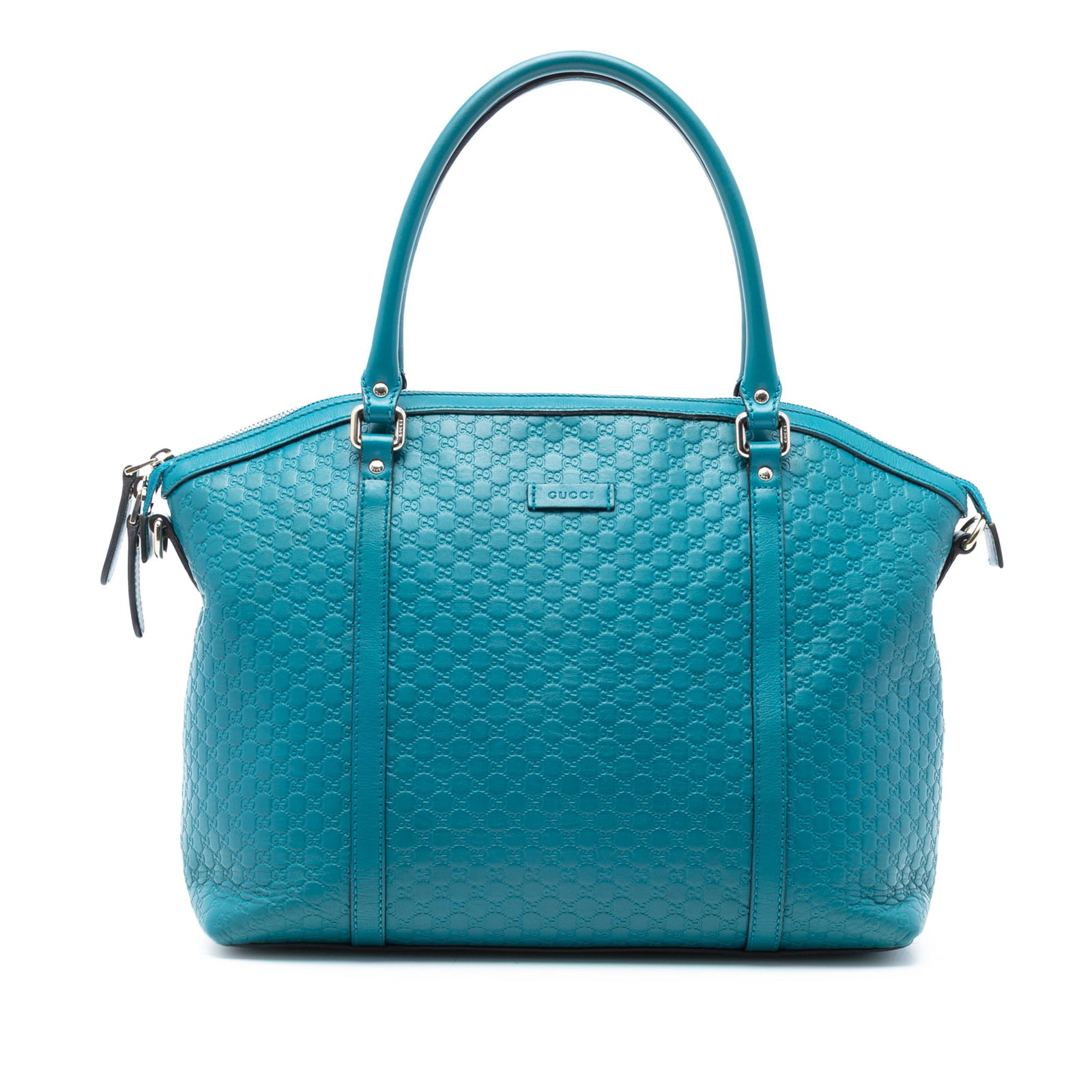 Gucci Bree Leather Satchel in Blue Microguccissima Pattern (1 of 7)