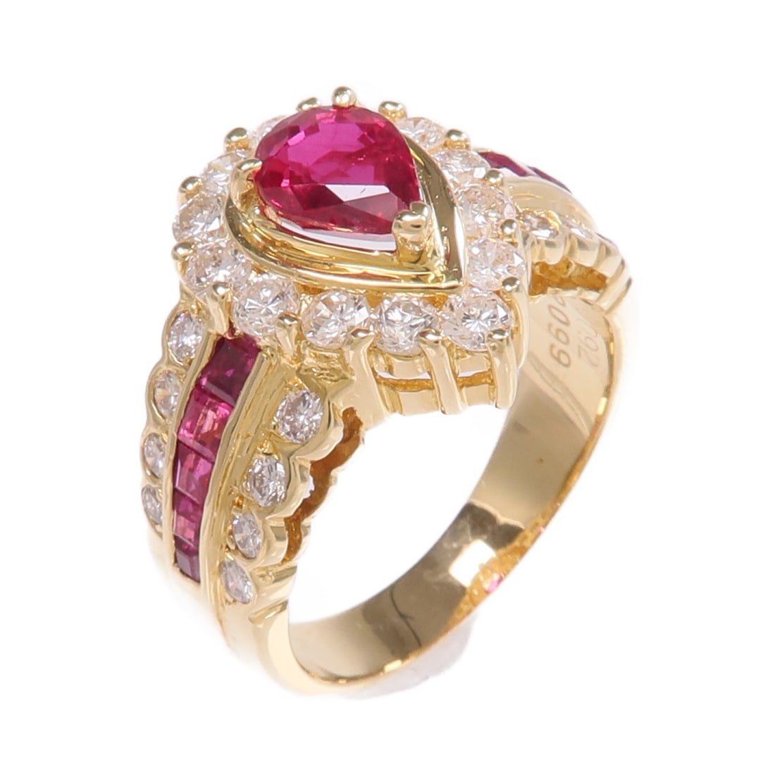 18K Yellow Gold Ring with Ruby and Diamond Accent Size 6 (1 of 8)