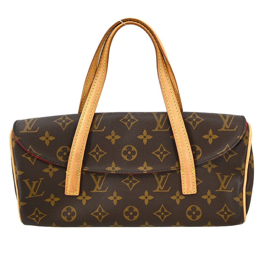 Sonatine Monogram Canvas Shoulder Bag by Louis Vuitton: Sonatine Monogram Canvas Shoulder Bag by Louis Vuitton This pre-owned Louis Vuitton Sonatine handbag features the iconic Monogram canvas in brown, designed for women. The bag shows signs of use, inclu