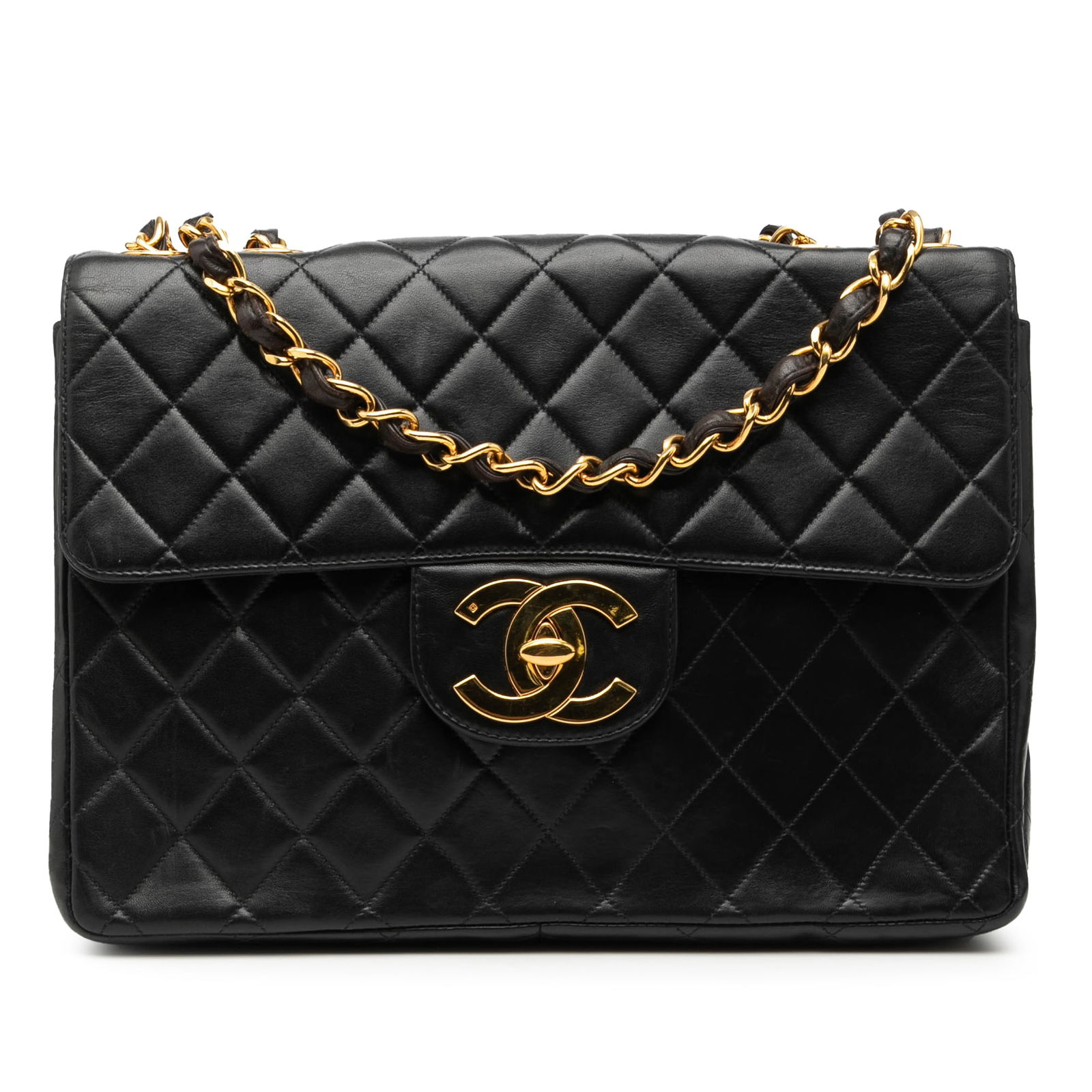 Black Chanel Jumbo XL Quilted Lambskin Single Flap Shoulder Bag (1 of 8)