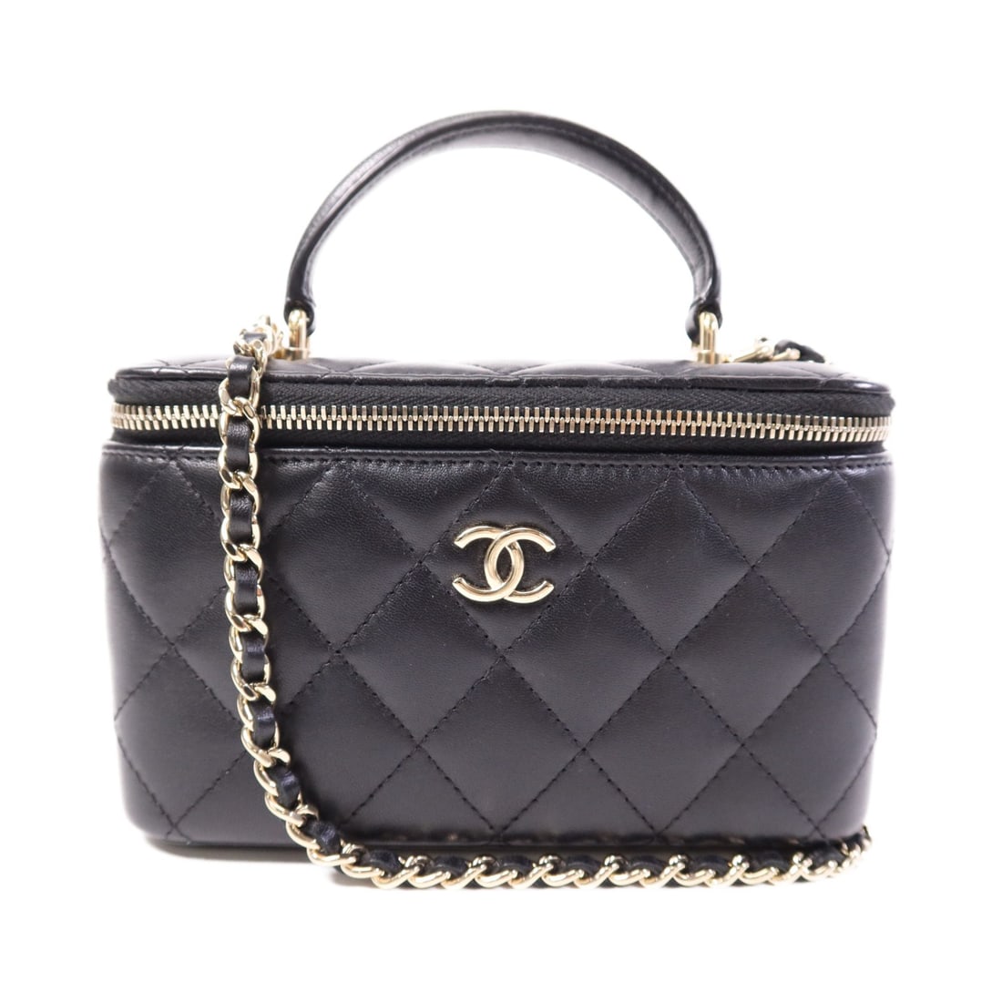 Chanel Black Lambskin Vanity Chain Shoulder Bag with Gold Hardware (1 of 16)