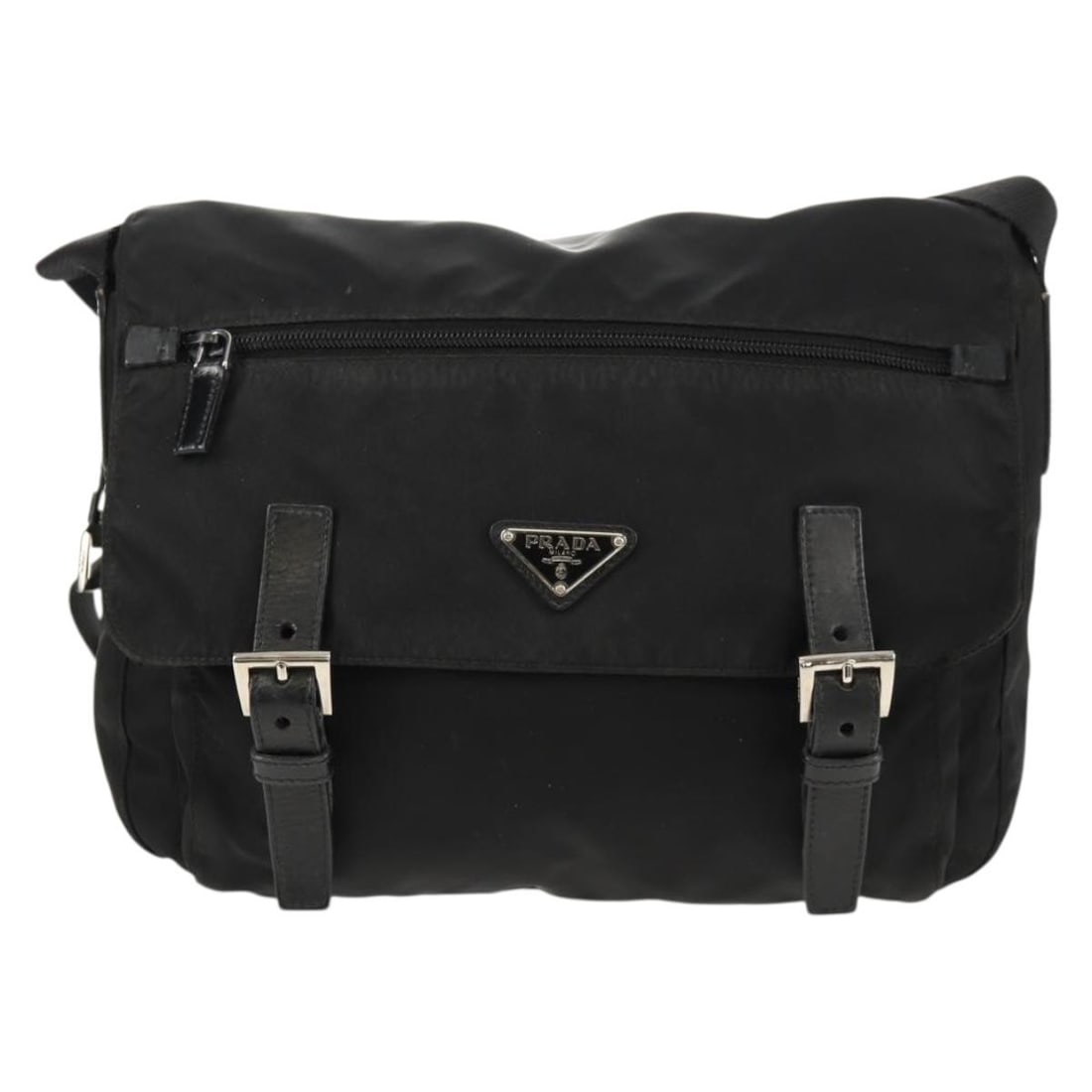 Prada Tessuto Black Nylon Messenger Bag with Zip and Buckle (1 of 18)